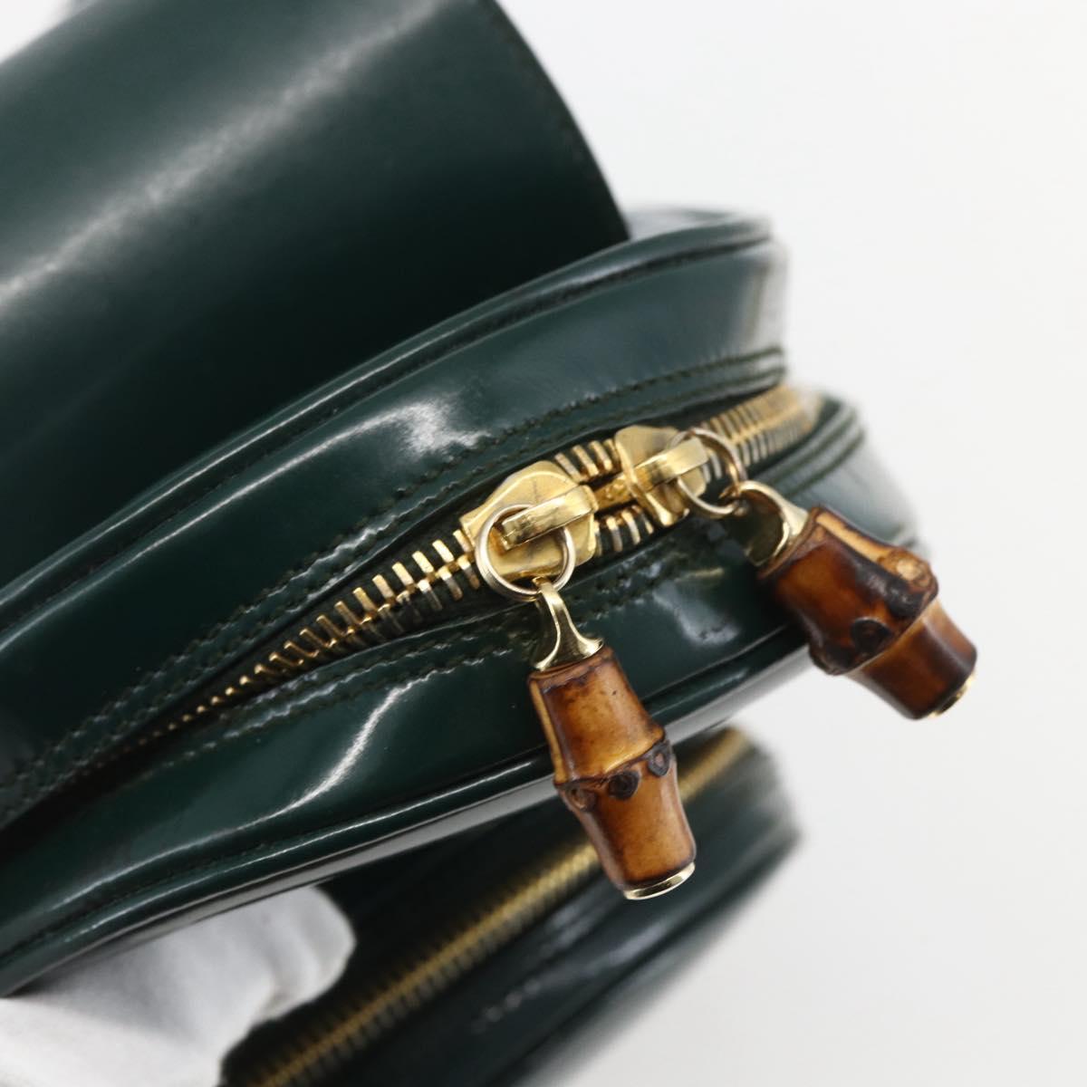 GUCCI Bamboo Shoulder Bag Enamel Black Silver 003 3444 0027 Auth 155386