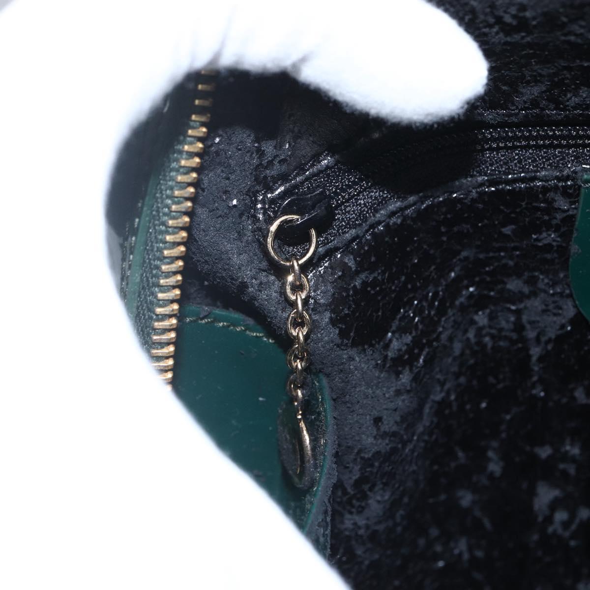 GUCCI Bamboo Shoulder Bag Enamel Black Silver 003 3444 0027 Auth 155386