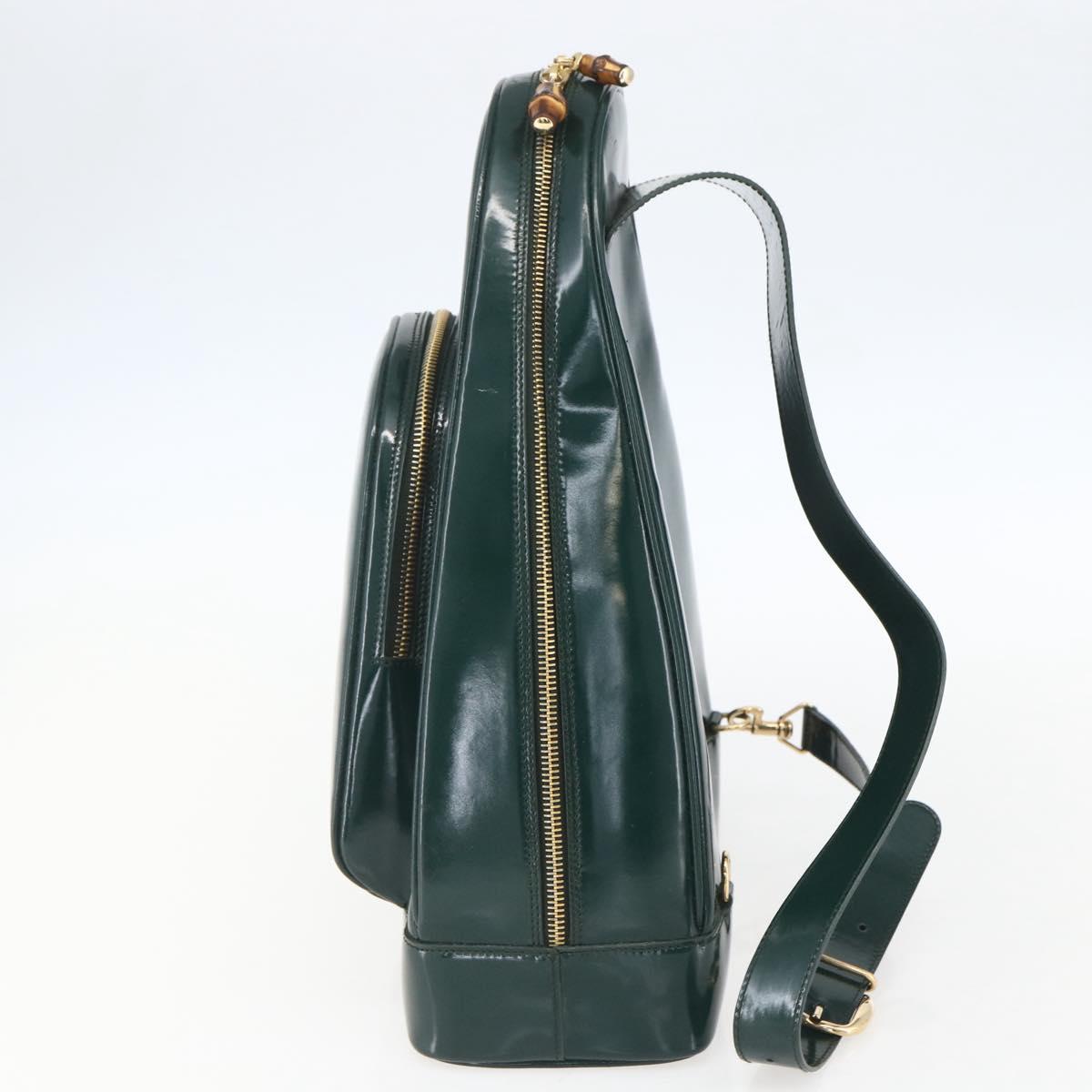 GUCCI Bamboo Shoulder Bag Enamel Black Silver 003 3444 0027 Auth 155386