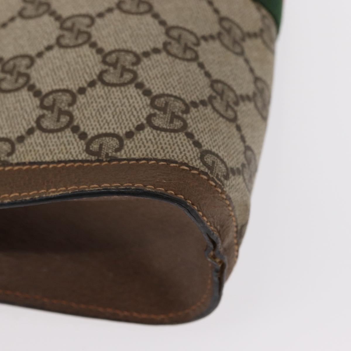 GUCCI GG Supreme Web Sherry Line Clutch Bag PVC Beige Gold 89 01 006 Auth 155387