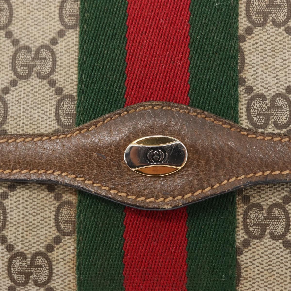 GUCCI GG Supreme Web Sherry Line Clutch Bag PVC Beige Gold 89 01 006 Auth 155387