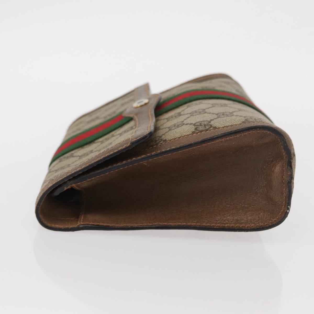 GUCCI GG Supreme Web Sherry Line Clutch Bag PVC Beige Gold 89 01 006 Auth 155387