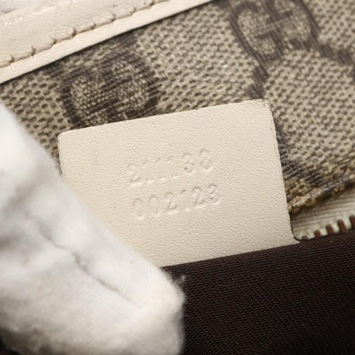 GUCCI GG Supreme Tote Bag PVC Beige Silver 211138 Auth 155388