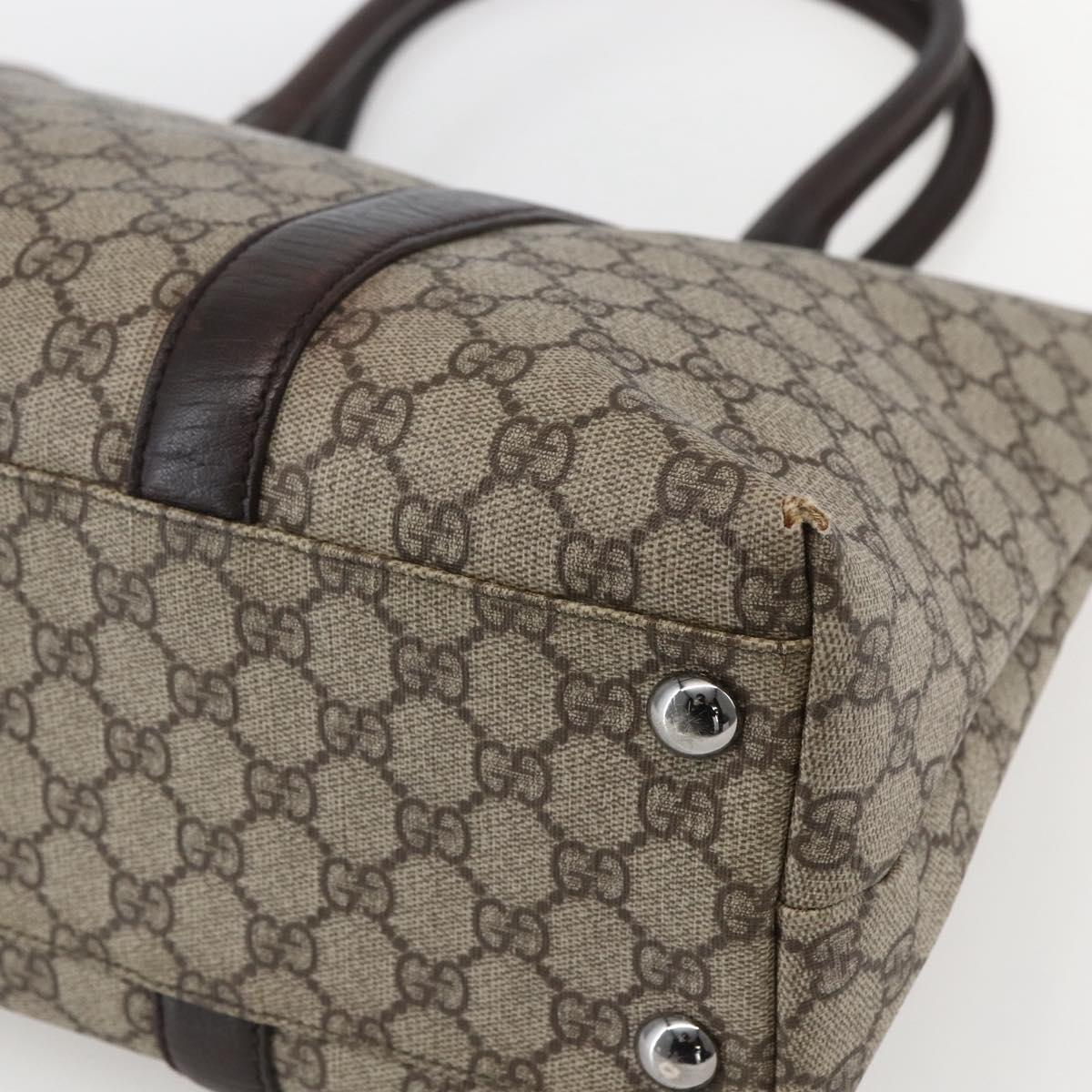 GUCCI GG Supreme Tote Bag PVC Beige Silver 114288 Auth 155389