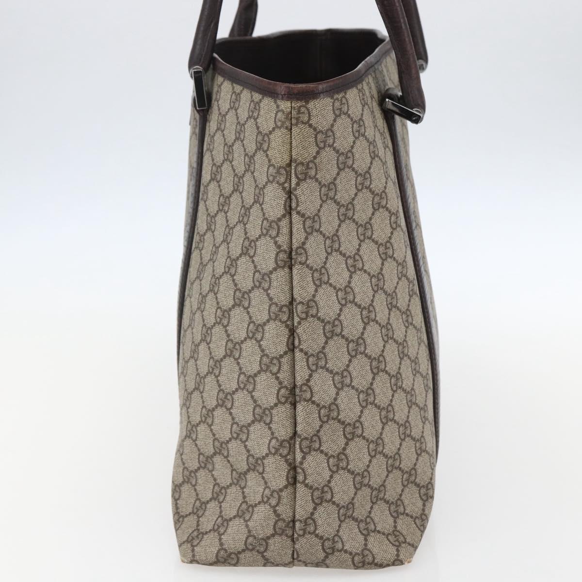 GUCCI GG Supreme Tote Bag PVC Beige Silver 114288 Auth 155389