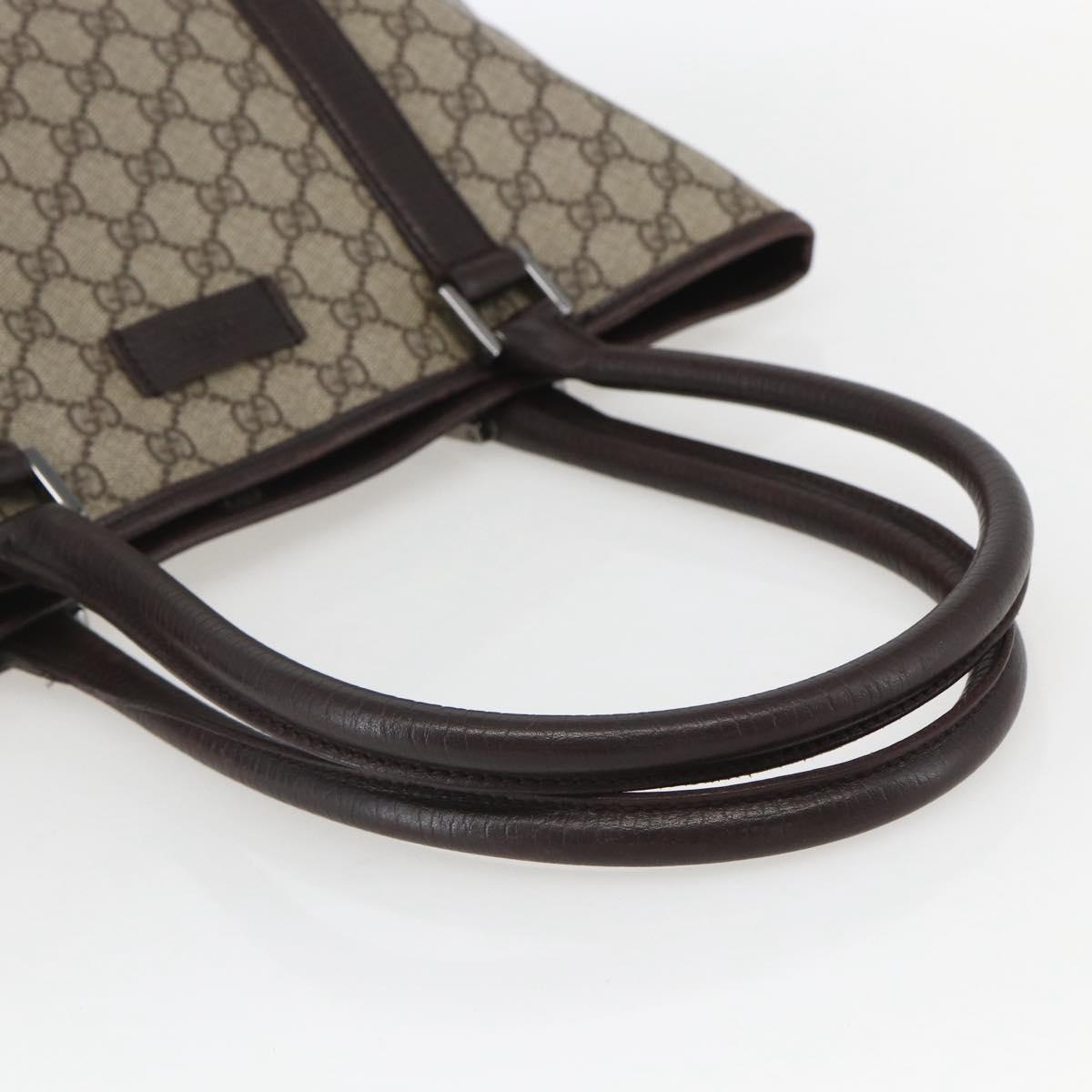 GUCCI GG Supreme Tote Bag PVC Beige Silver 114288 Auth 155389