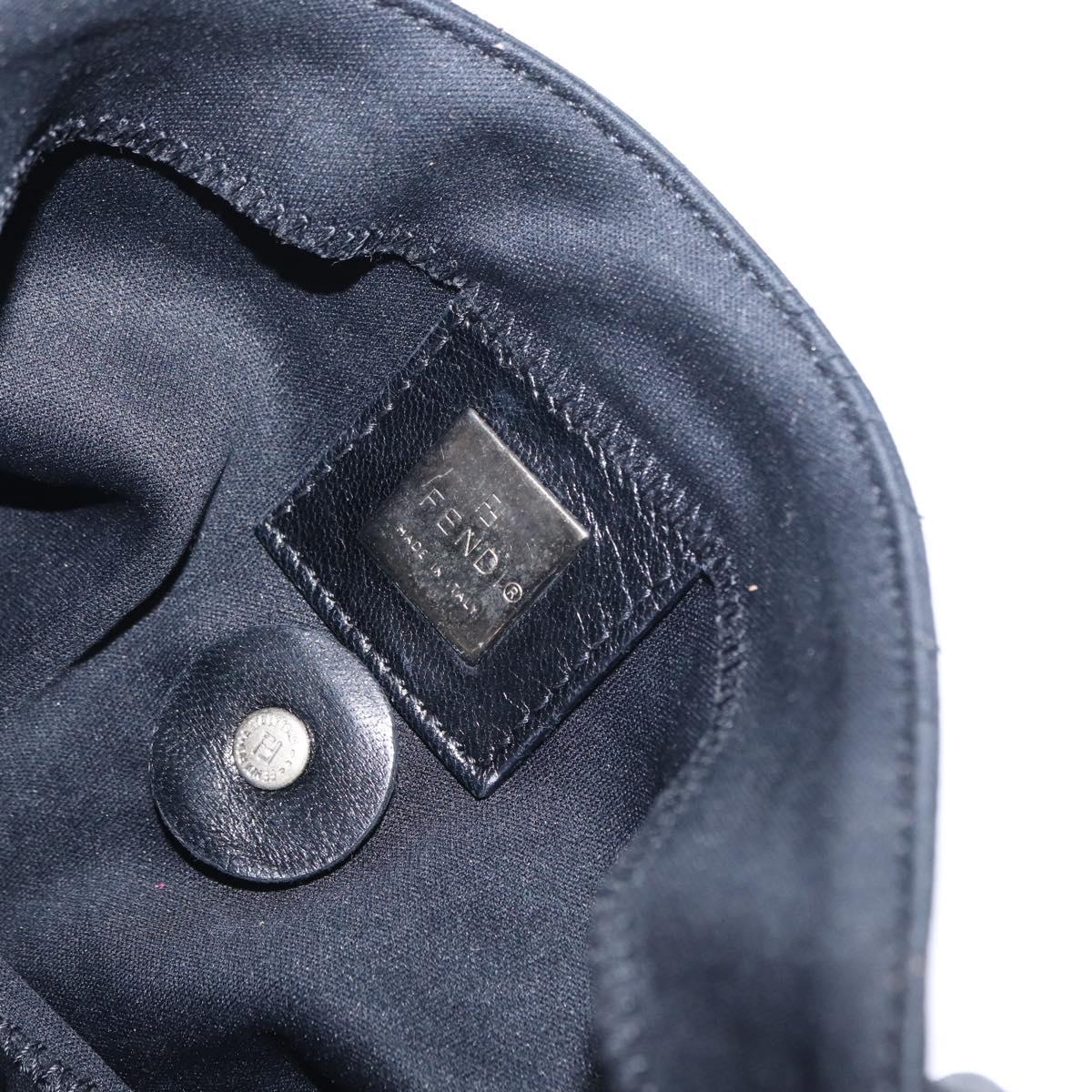 FENDI Mamma Baguette Shoulder Bag Nylon Black Silver Auth 155392