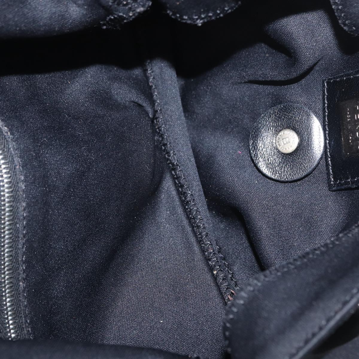 FENDI Mamma Baguette Shoulder Bag Nylon Black Silver Auth 155392