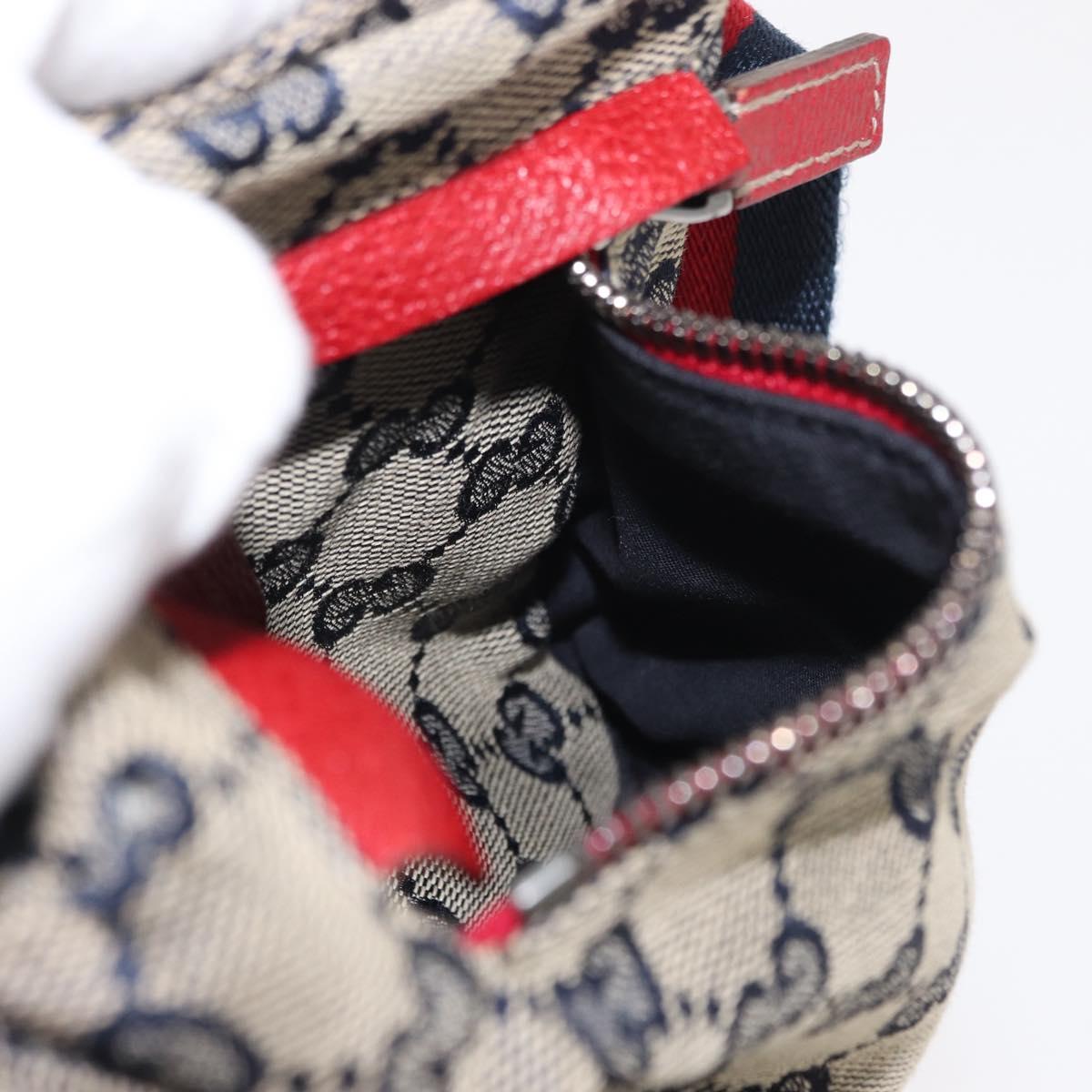 GUCCI GG Canvas Sherry Line Waist bag Red Navy 28566 Auth 155397