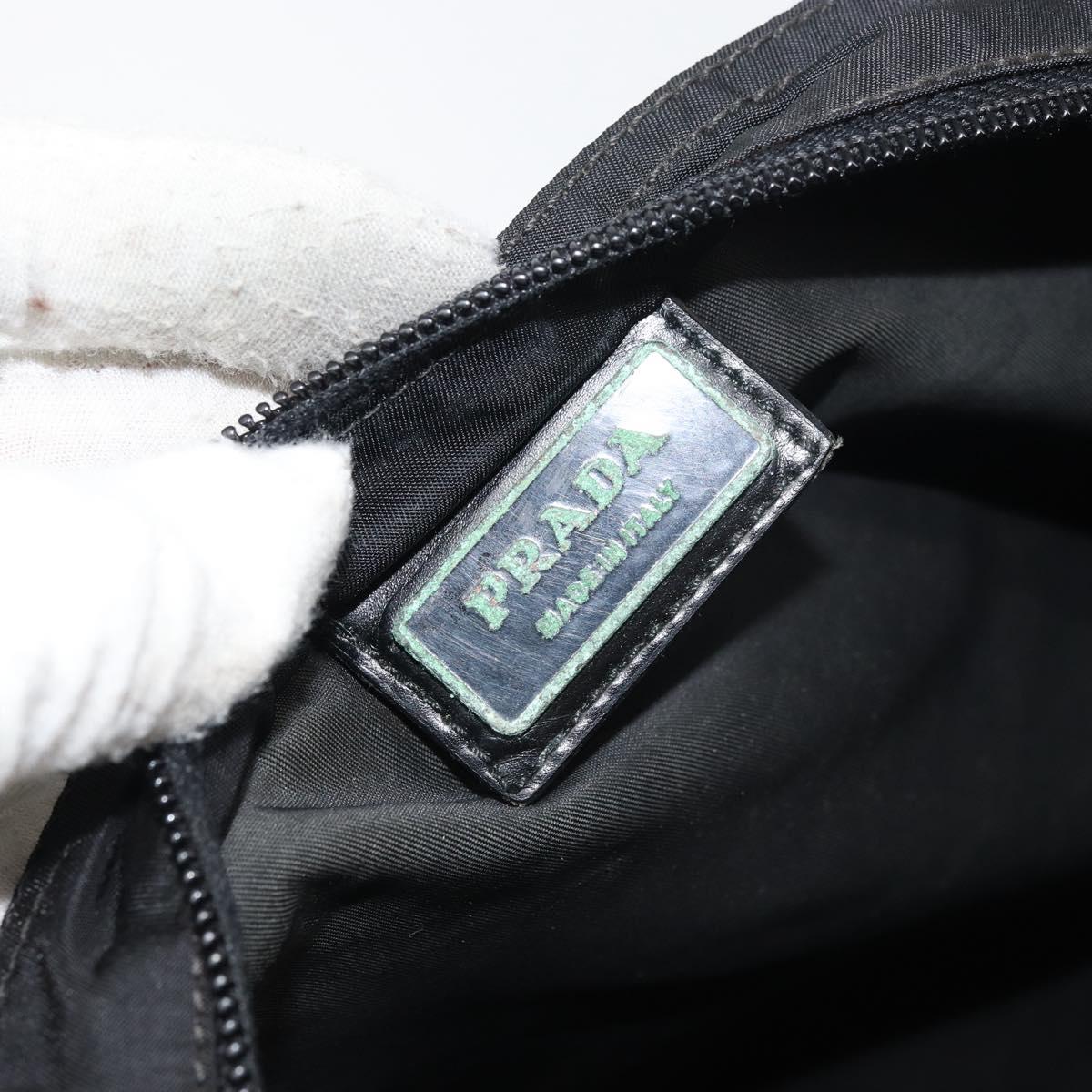 PRADA Shoulder Bag Nylon Black Silver Auth 155398