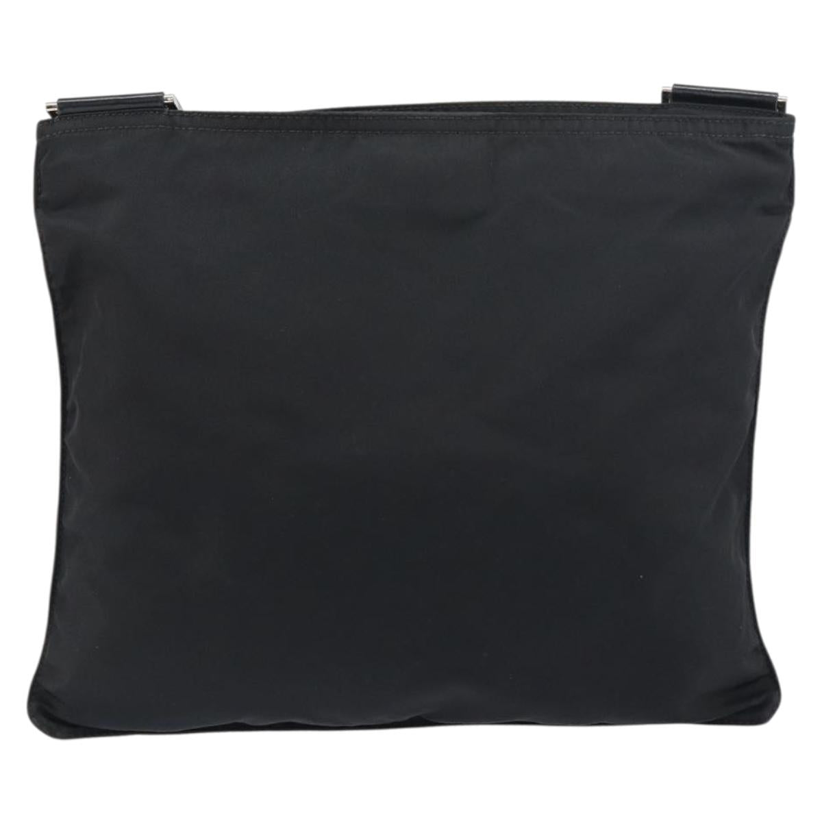 PRADA Shoulder Bag Nylon Black Silver Auth 155398