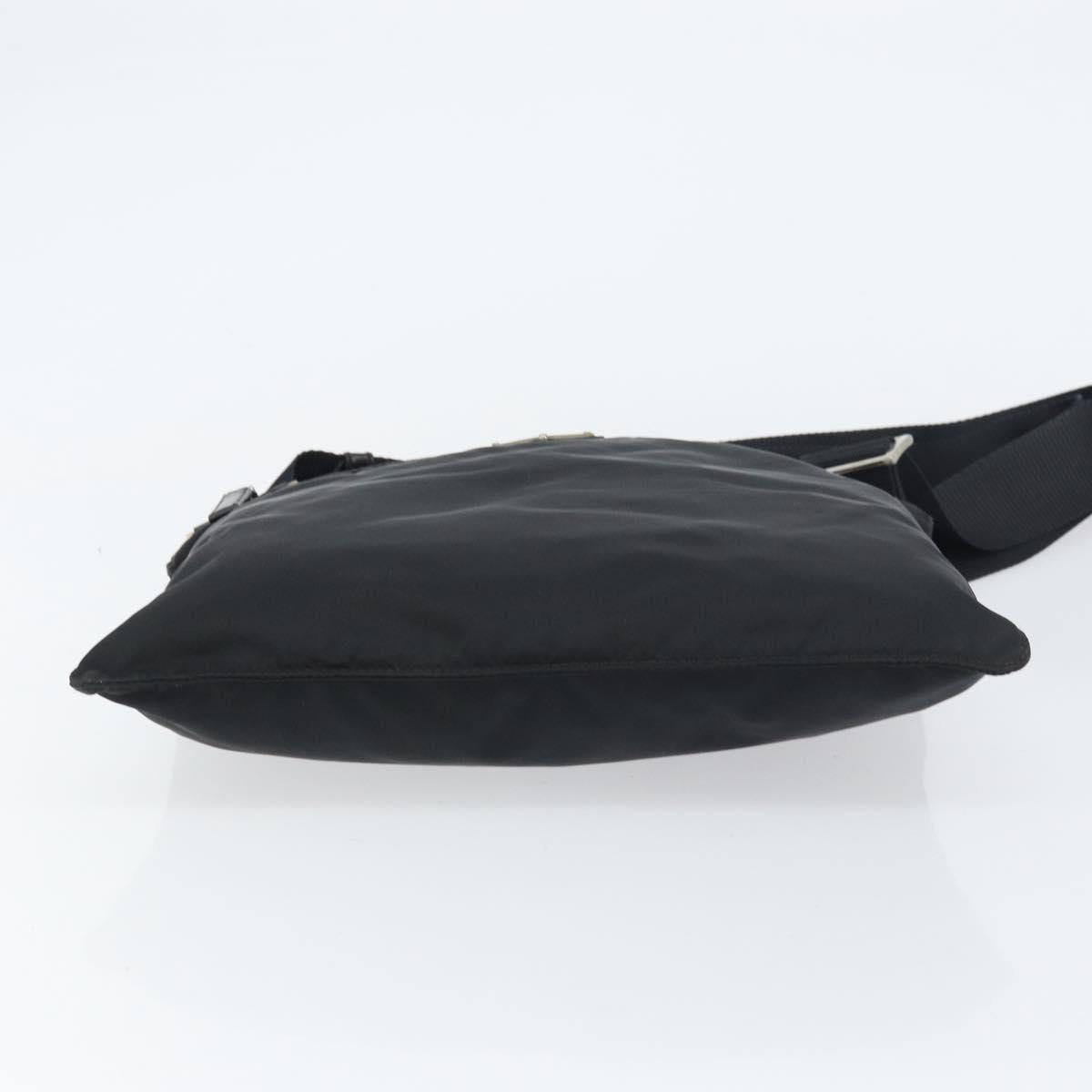 PRADA Shoulder Bag Nylon Black Silver Auth 155398