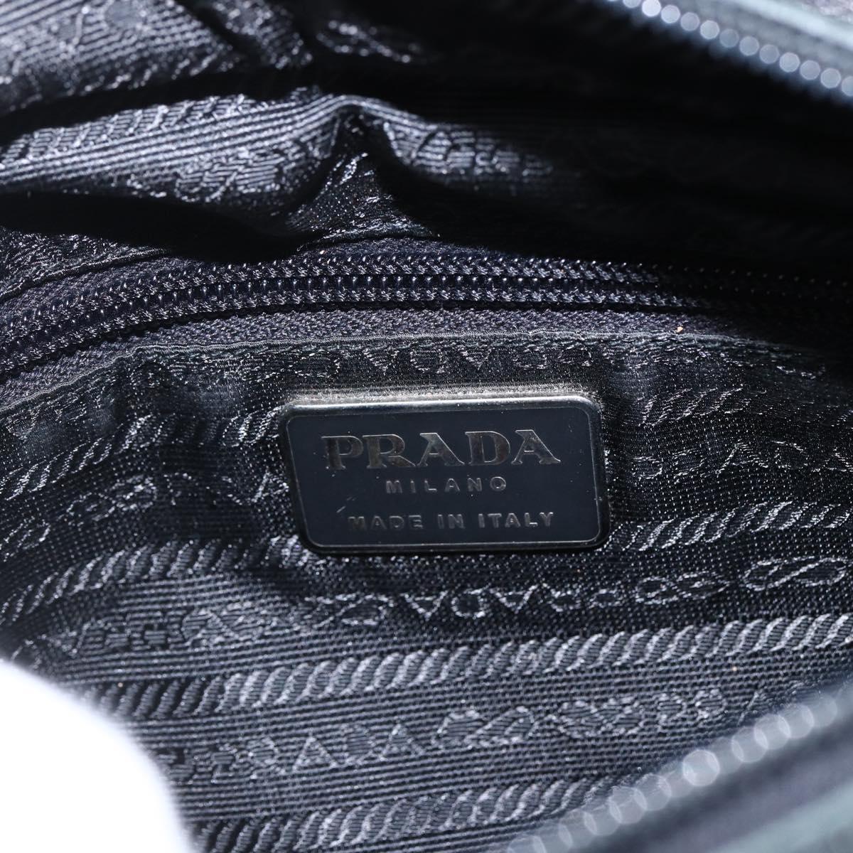 PRADA Hand Bag Leather Black Gold Auth 155399