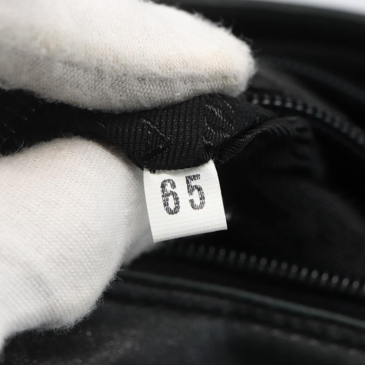 PRADA Hand Bag Leather Black Gold Auth 155399