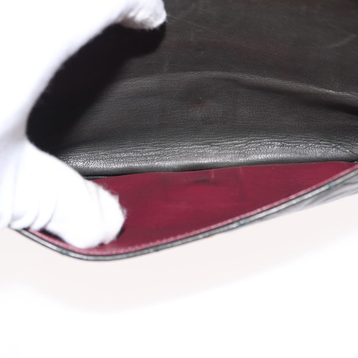 CHANEL Chain Matelasse Shoulder Bag Lamb Skin Khaki Gold CC Auth 155402