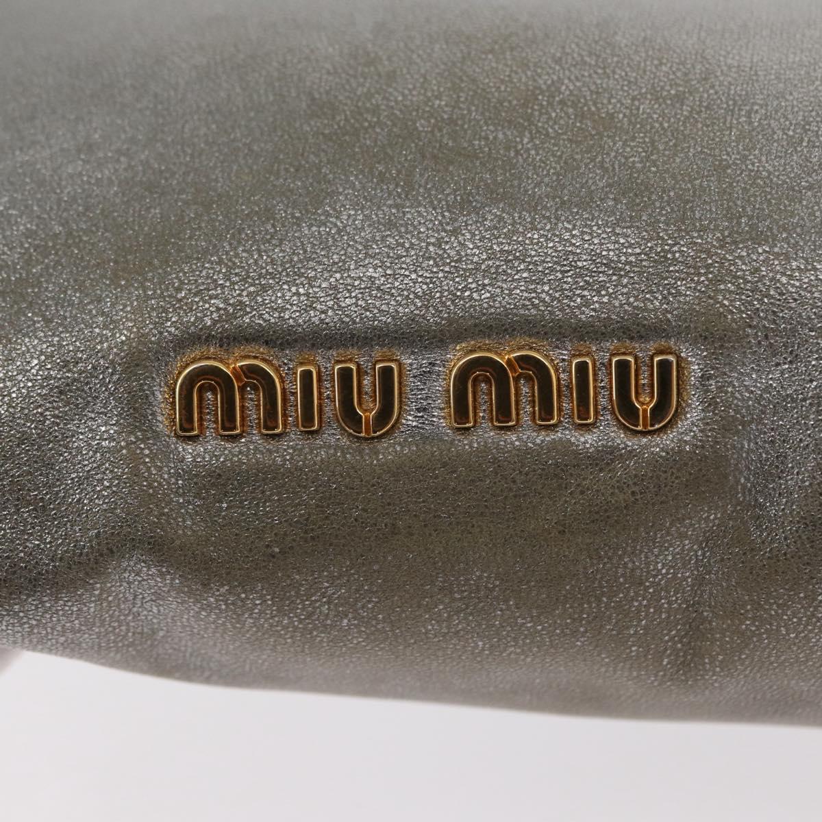 Miu Miu Clutch Bag Leather Silver Gold Auth 155407