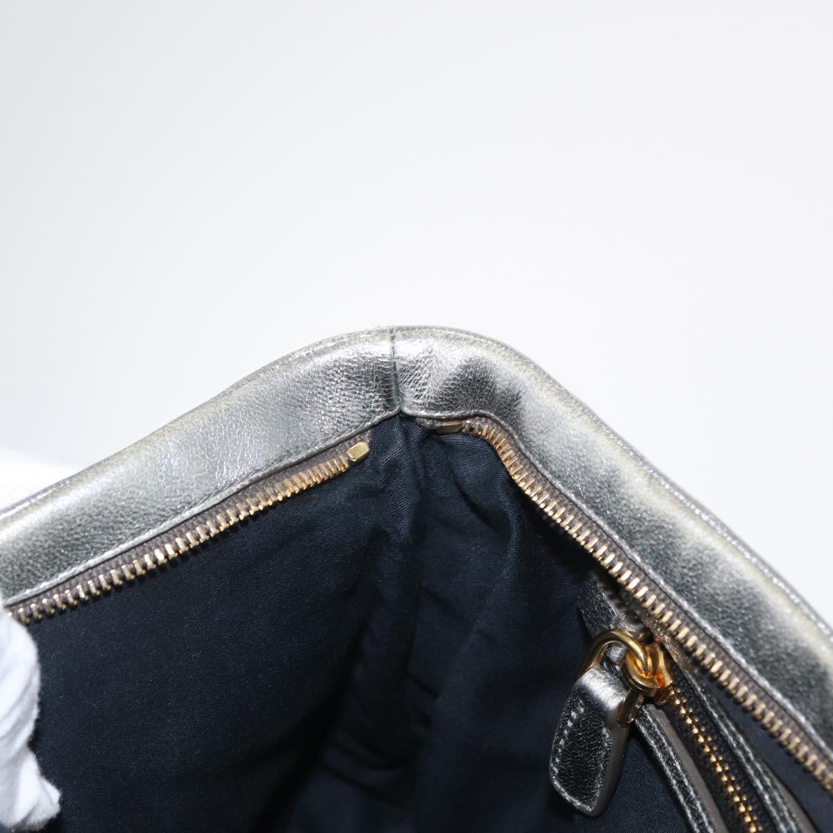 Miu Miu Clutch Bag Leather Silver Gold Auth 155407