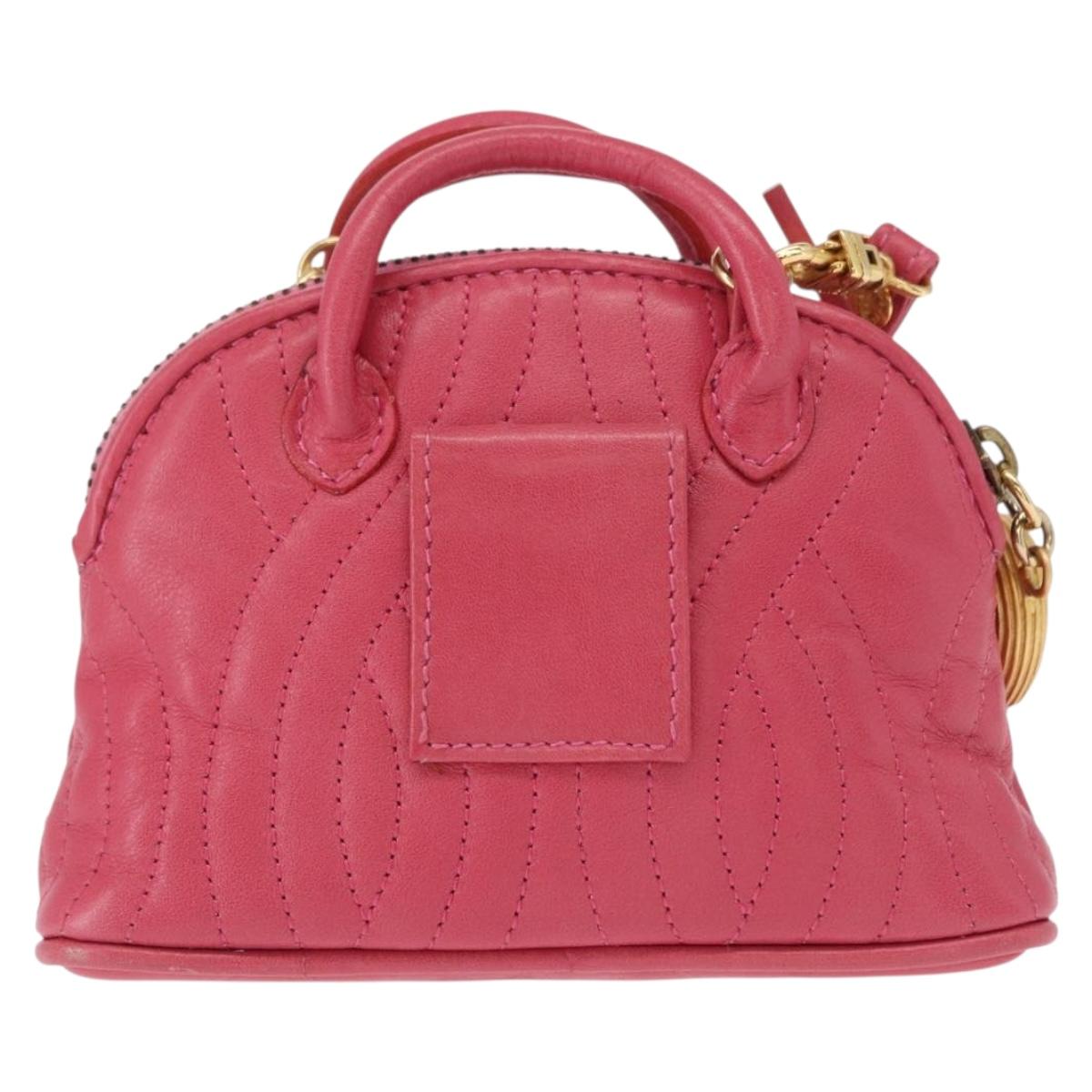 FENDI Shoulder Pouch Leather 2way Pink Gold Auth 155409