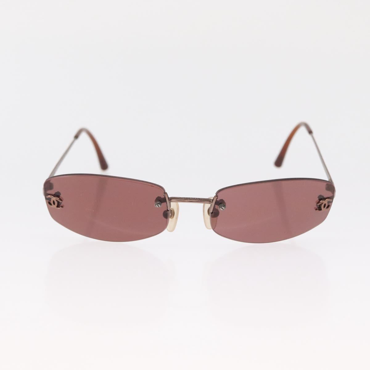 CHANEL Sunglasses Metal Brown 4002 CC Auth 155411A