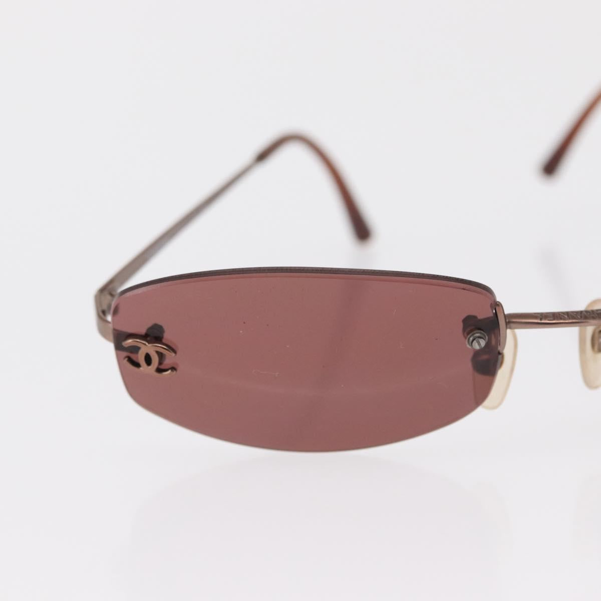 CHANEL Sunglasses Metal Brown 4002 CC Auth 155411A