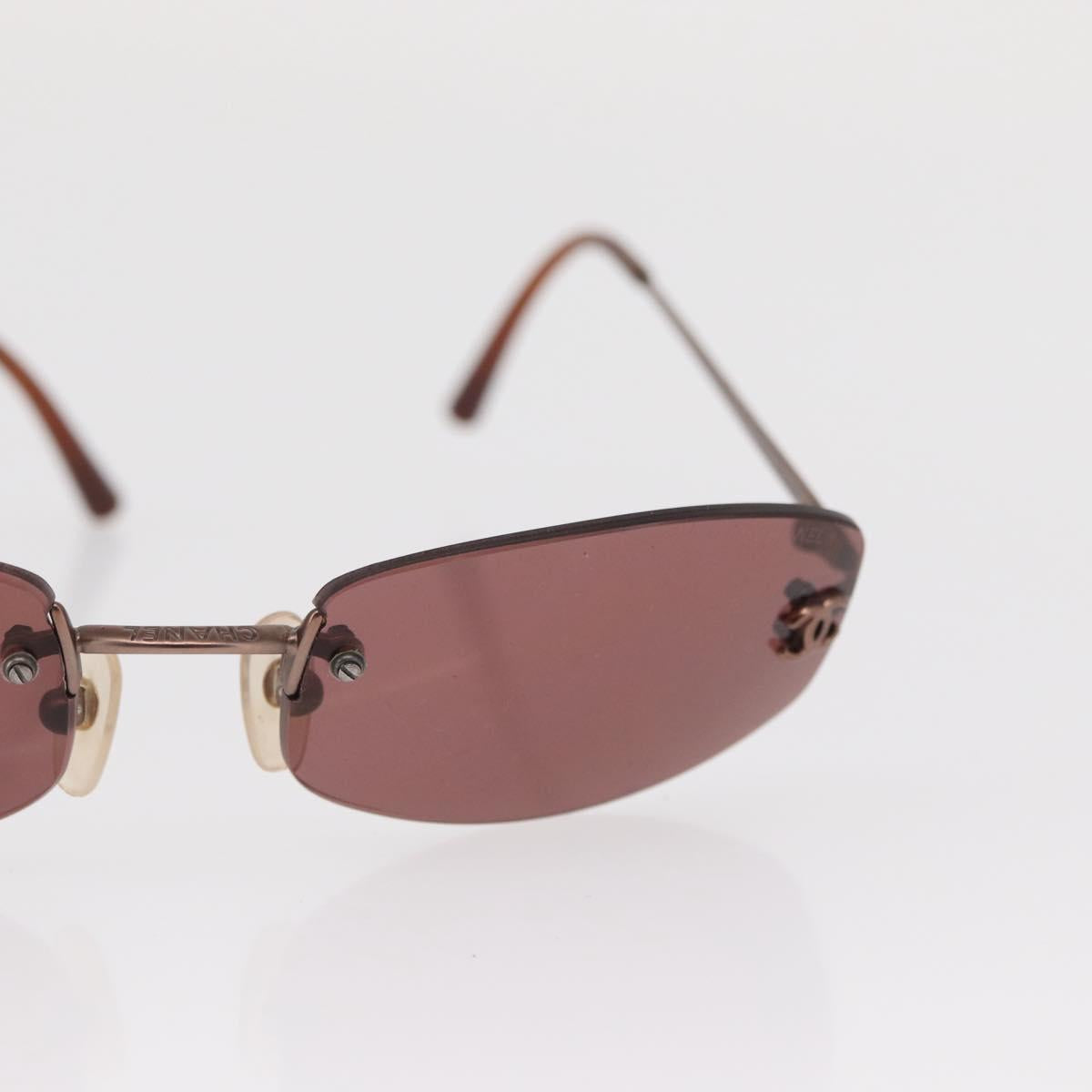 CHANEL Sunglasses Metal Brown 4002 CC Auth 155411A
