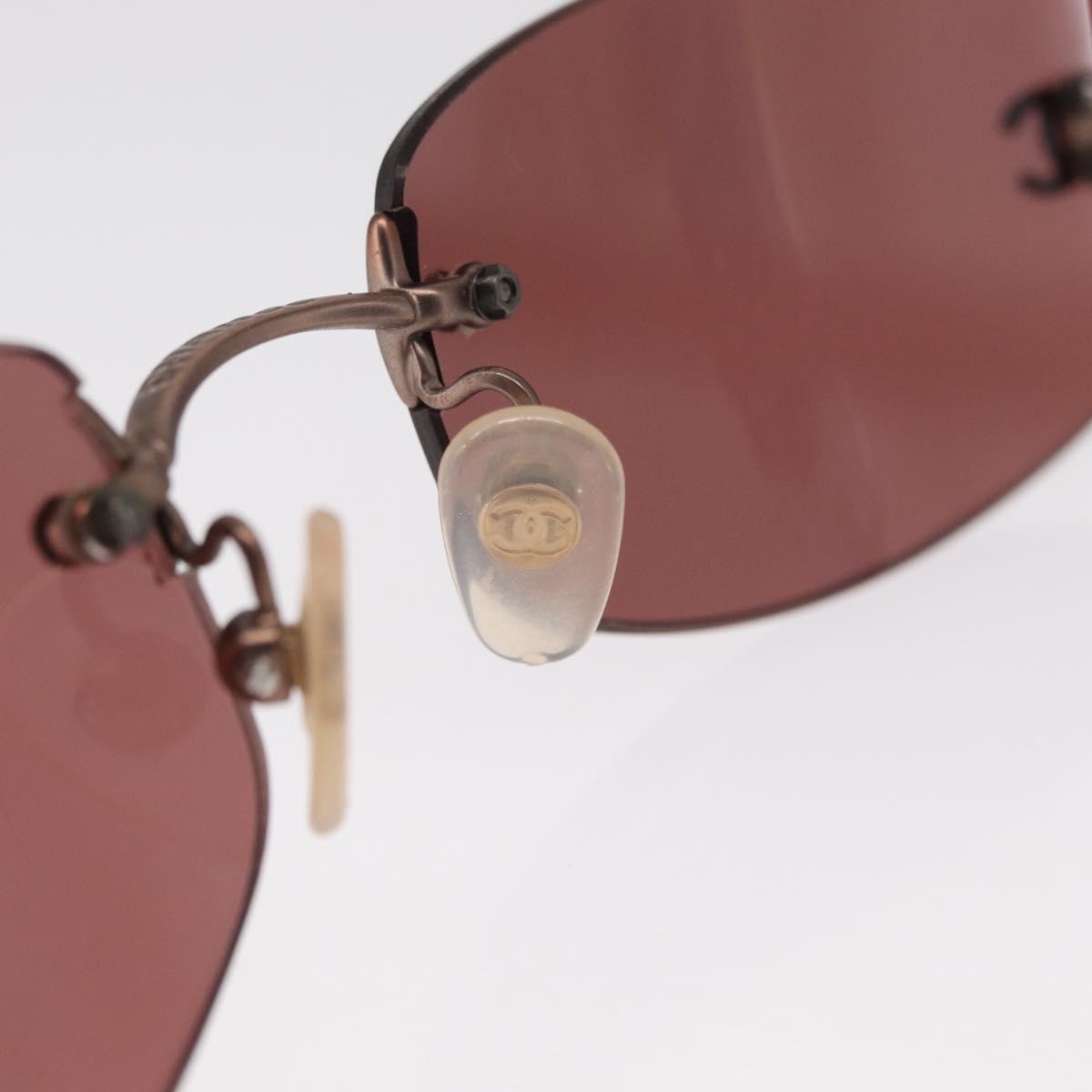 CHANEL Sunglasses Metal Brown 4002 CC Auth 155411A
