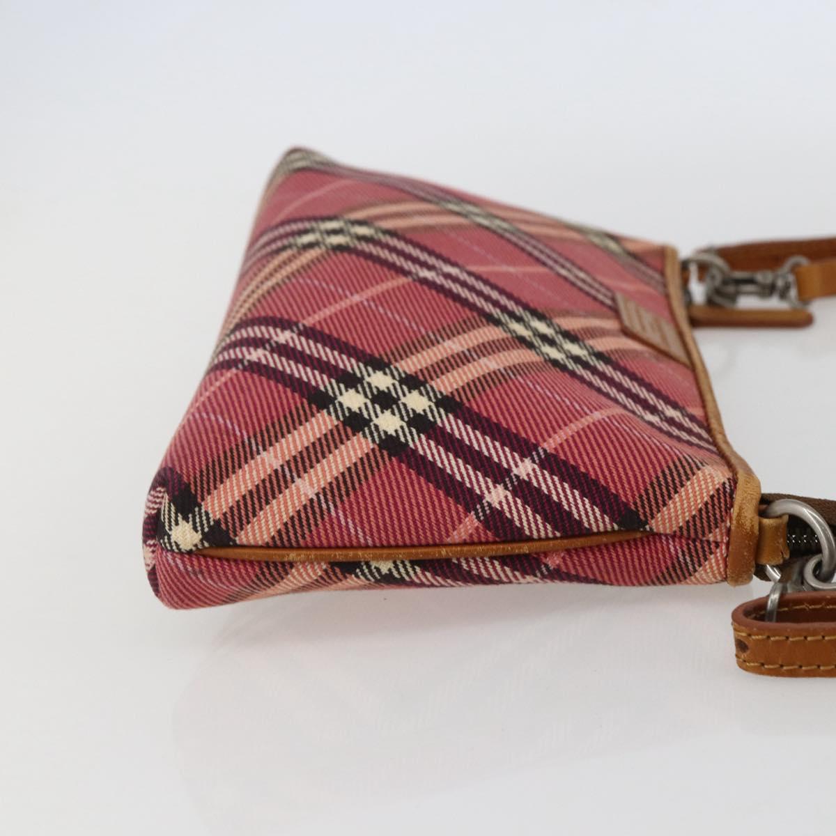 BURBERRY Nova Check Blue Label Shoulder Pouch Canvas 2way Beige Auth 155413