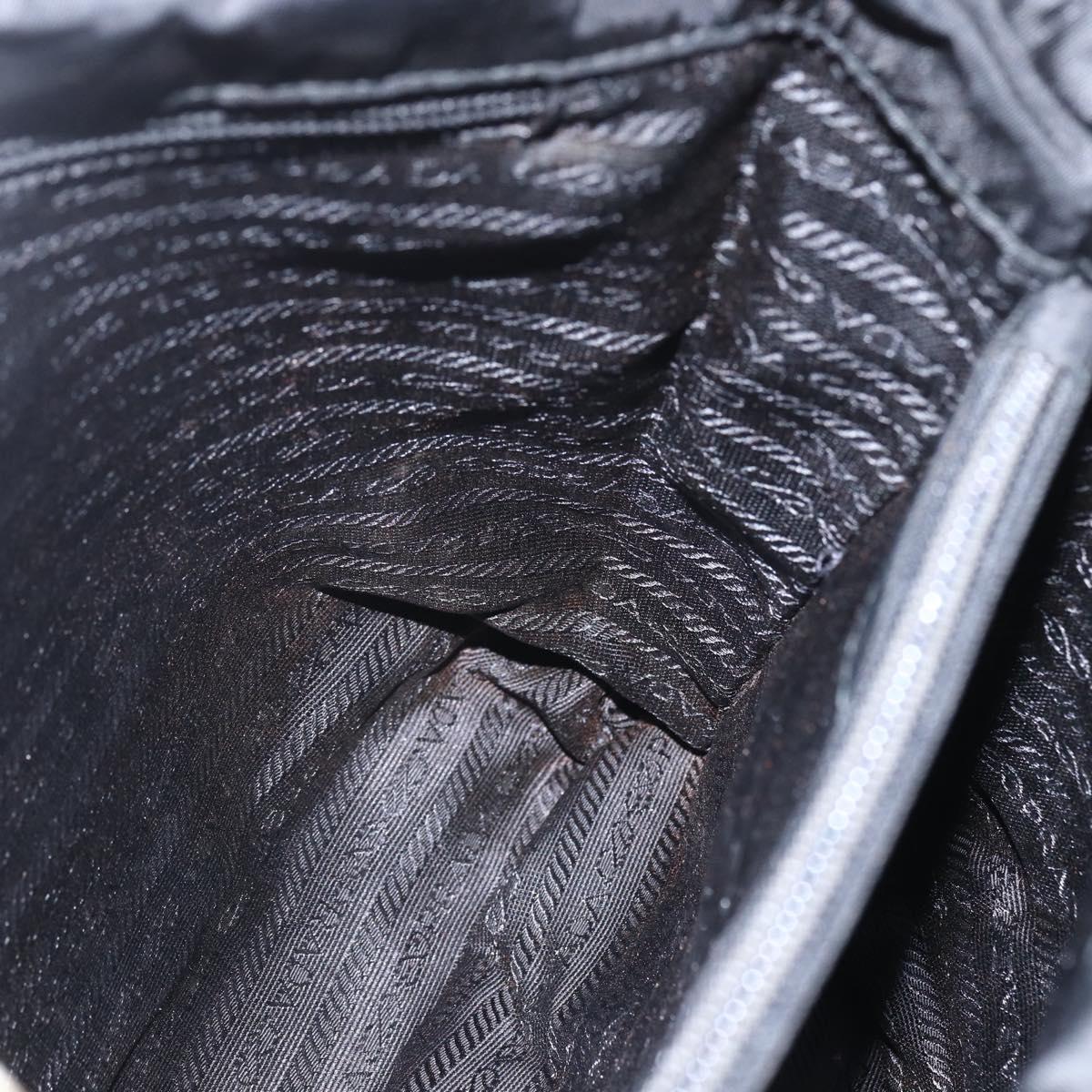 PRADA Hand Bag Nylon Black Silver Auth 155414