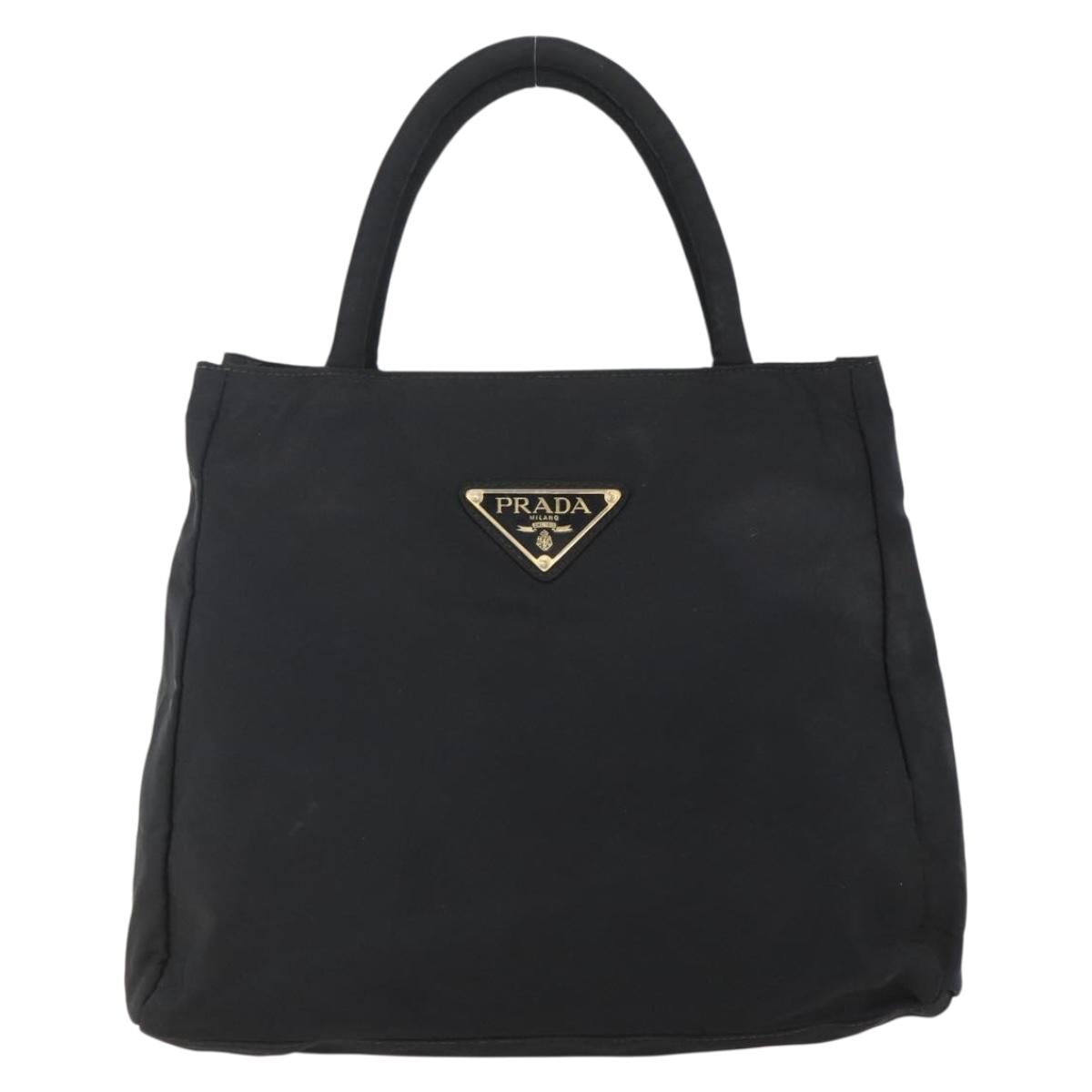 PRADA Hand Bag Nylon Black Silver Auth 155414