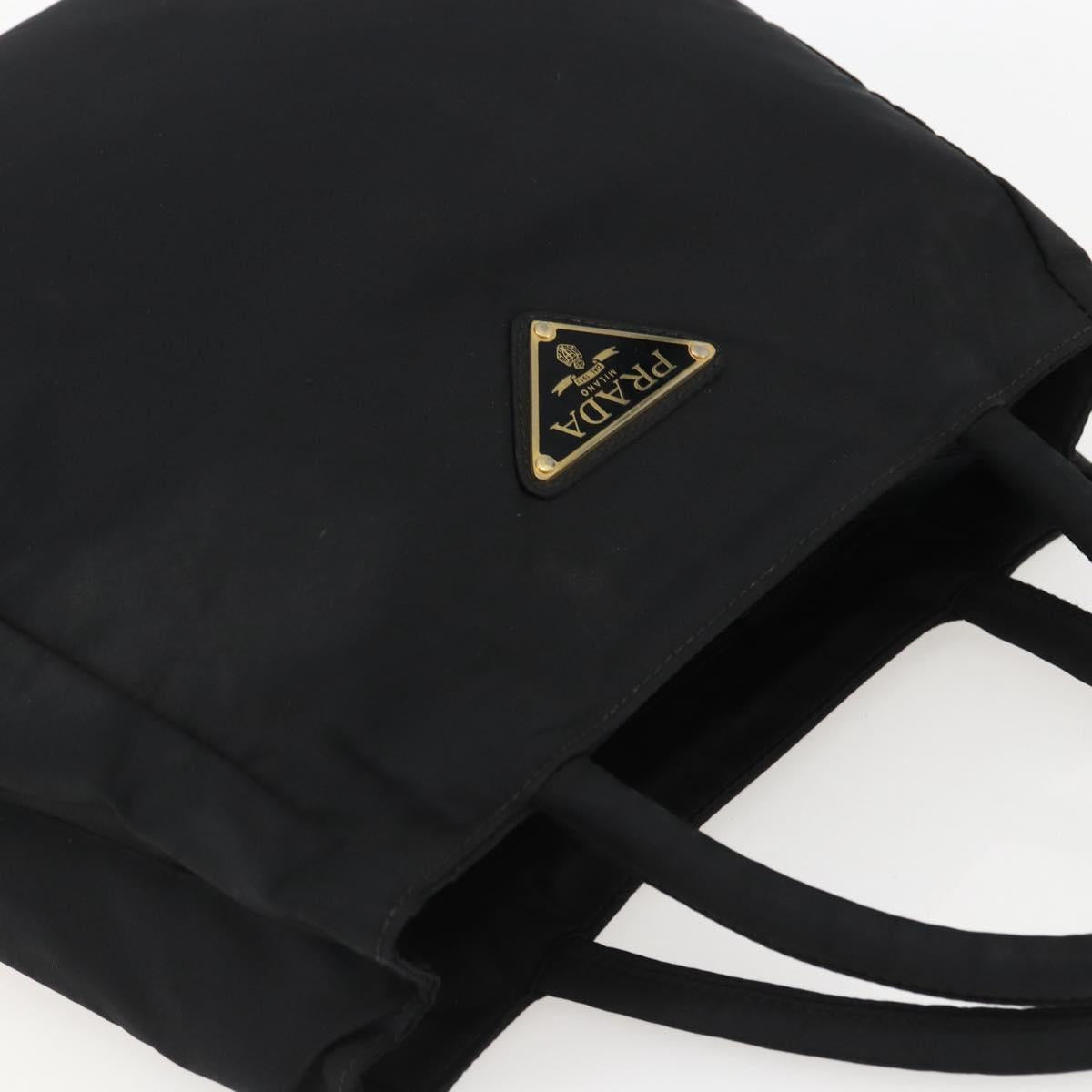 PRADA Hand Bag Nylon Black Silver Auth 155414