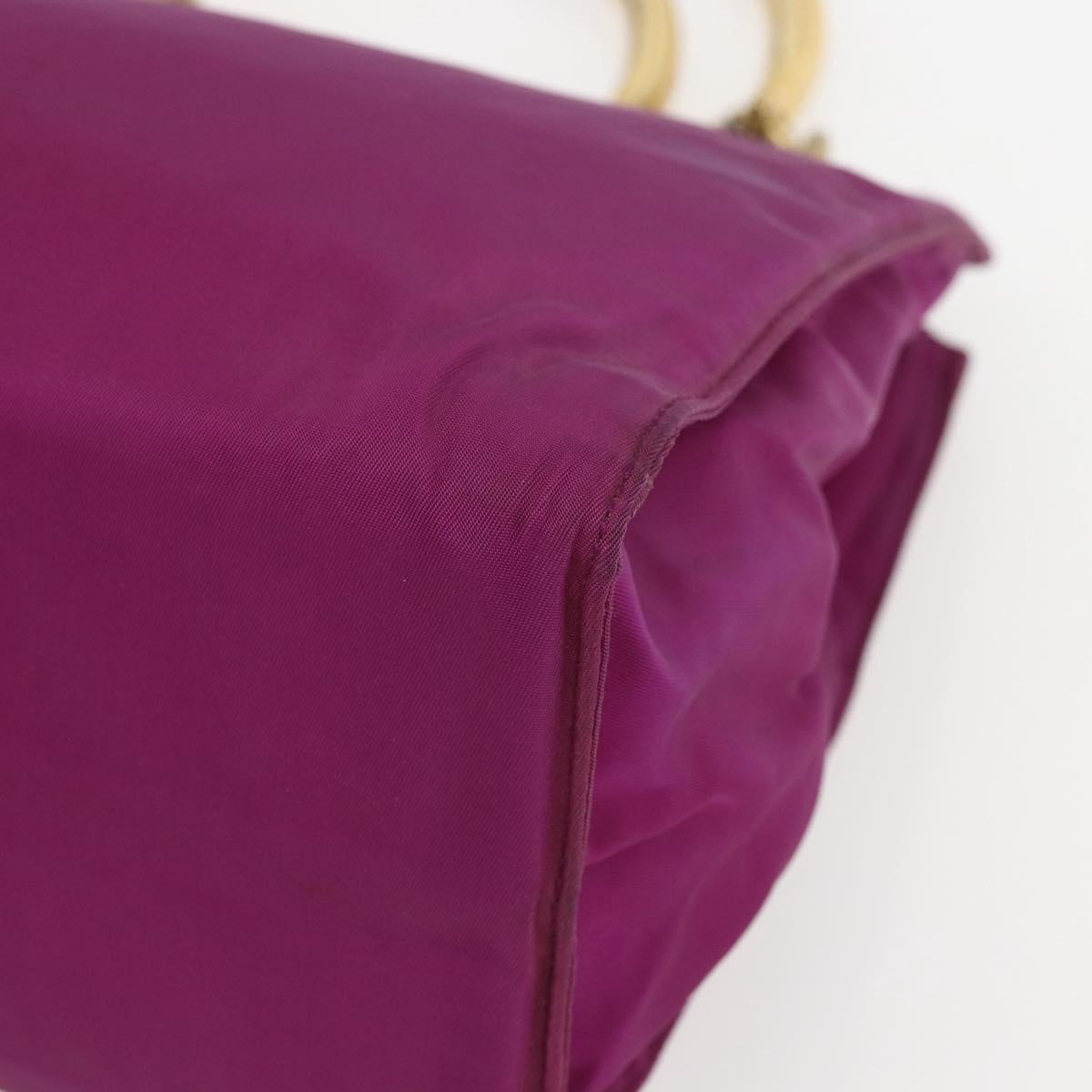 PRADA Hand Bag Nylon Metal Purple Gold Auth 155416