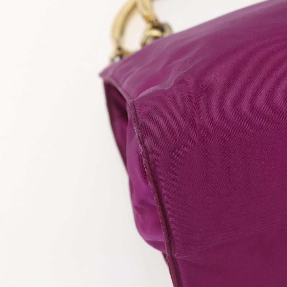 PRADA Hand Bag Nylon Metal Purple Gold Auth 155416