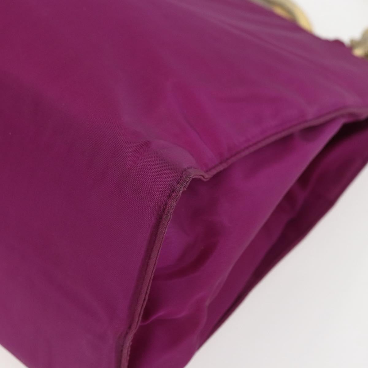 PRADA Hand Bag Nylon Metal Purple Gold Auth 155416