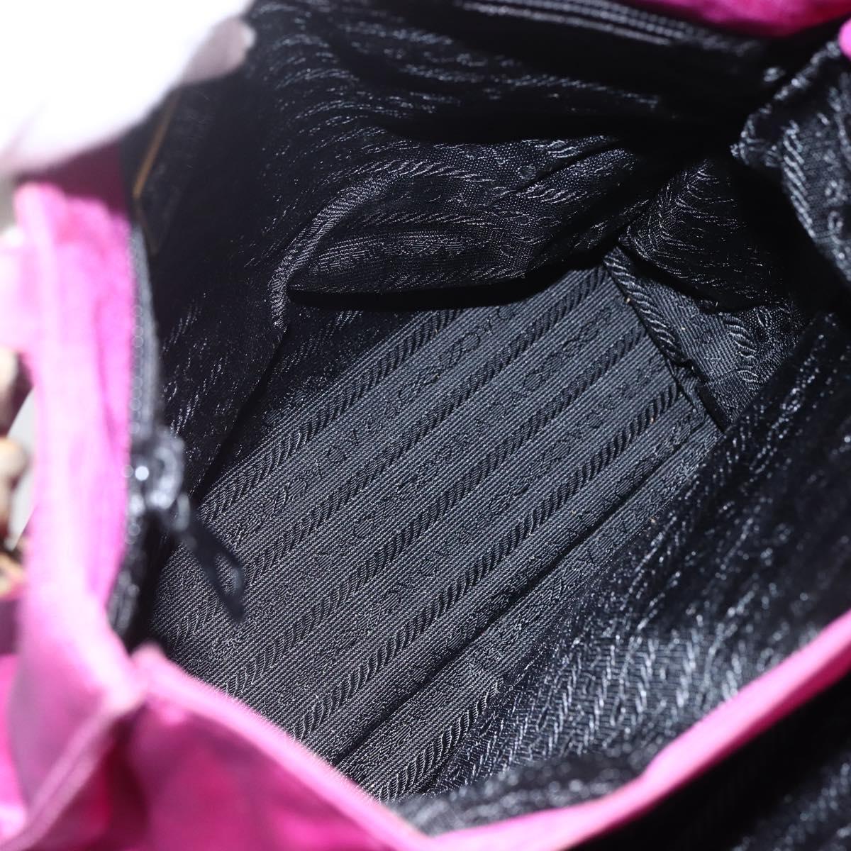 PRADA Hand Bag Nylon Metal Purple Gold Auth 155416