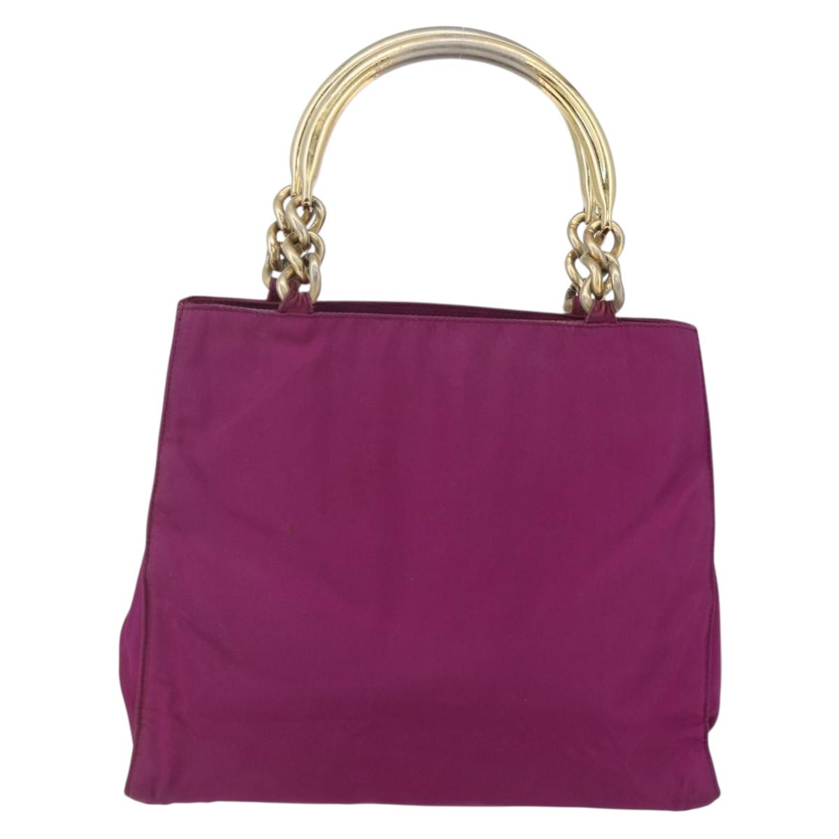 PRADA Hand Bag Nylon Metal Purple Gold Auth 155416
