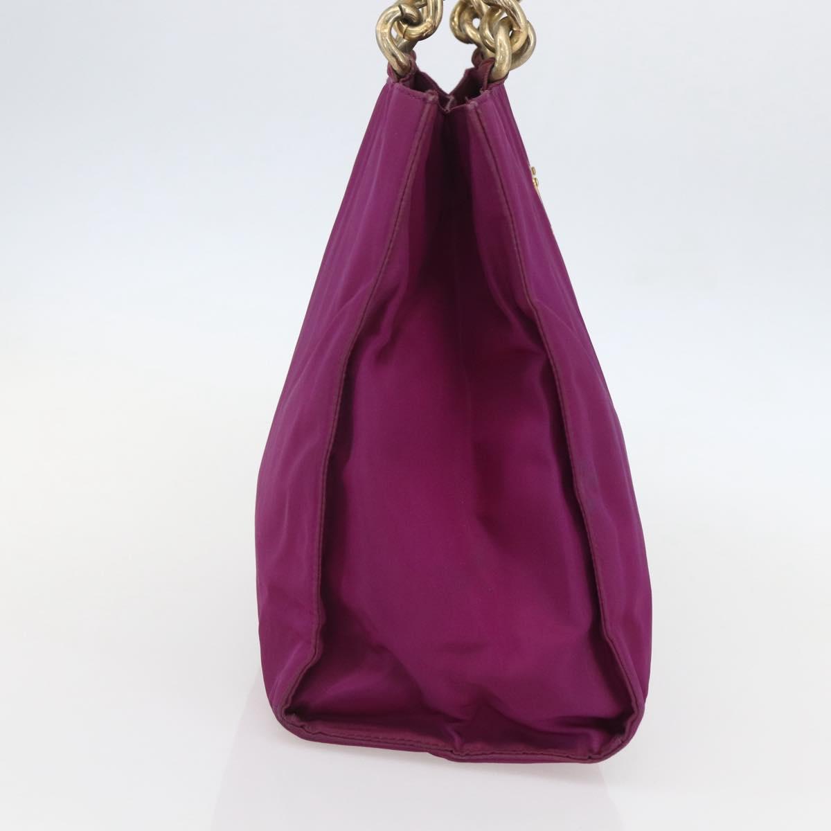 PRADA Hand Bag Nylon Metal Purple Gold Auth 155416