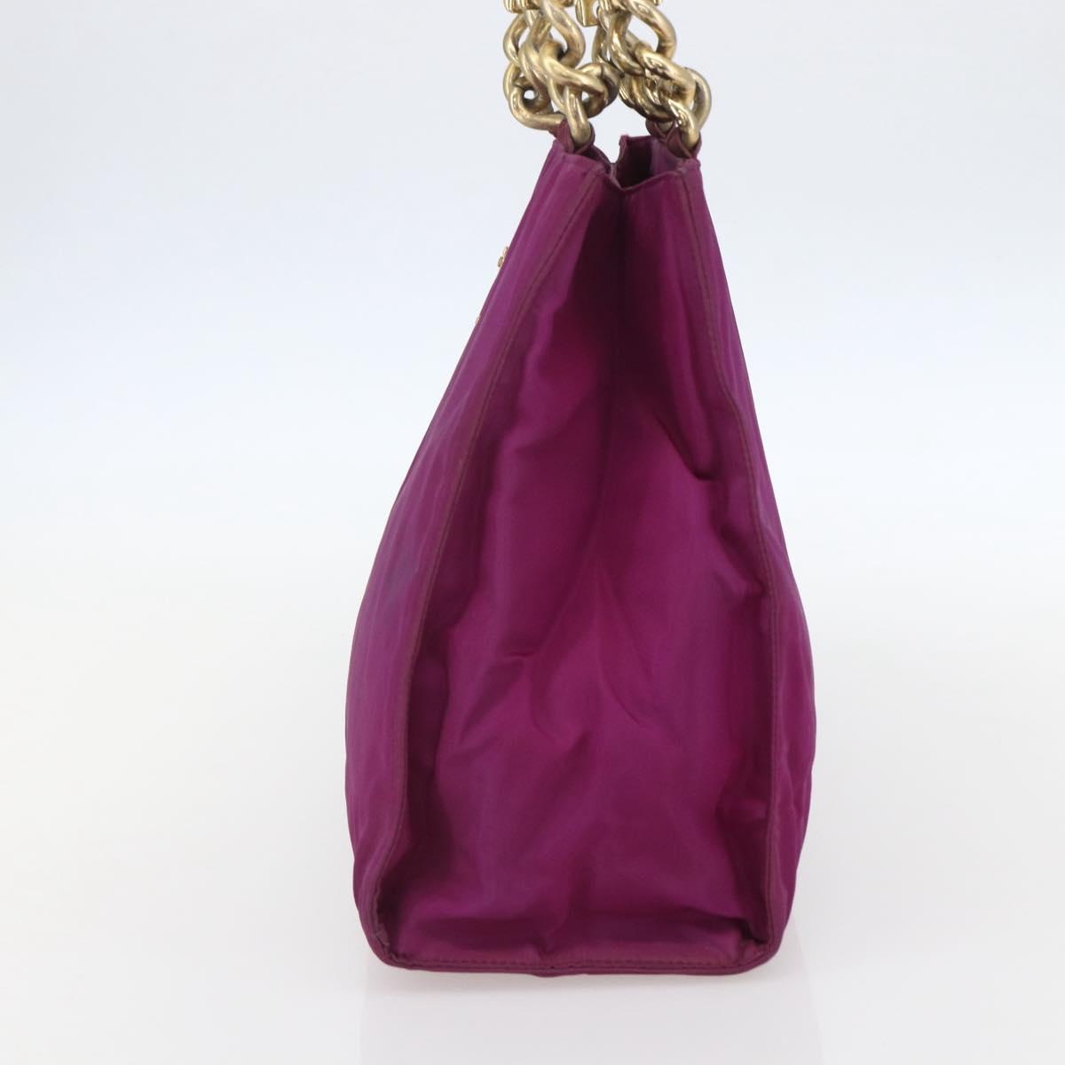 PRADA Hand Bag Nylon Metal Purple Gold Auth 155416