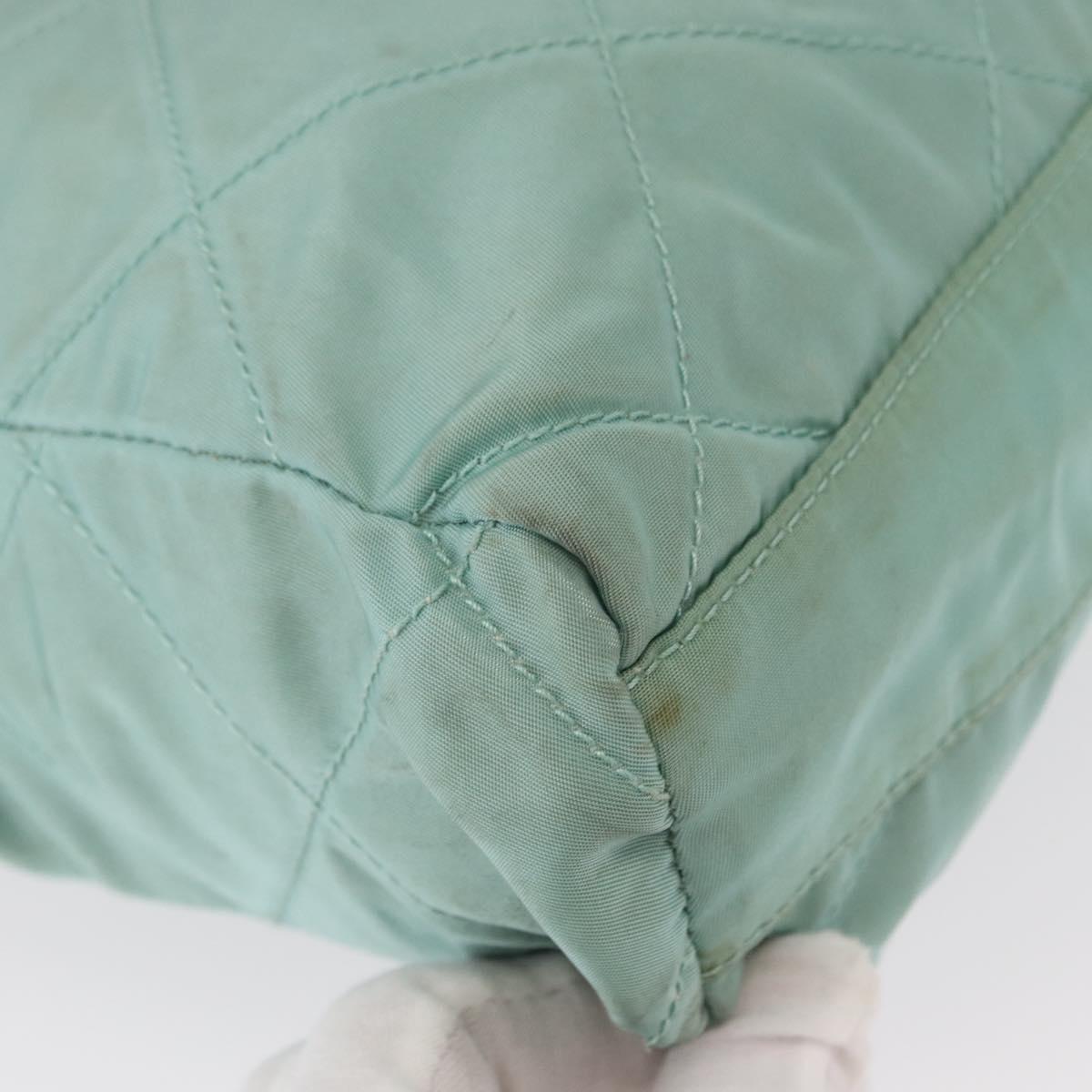 PRADA Chain Shoulder Bag Nylon Gold Light green Auth 155417