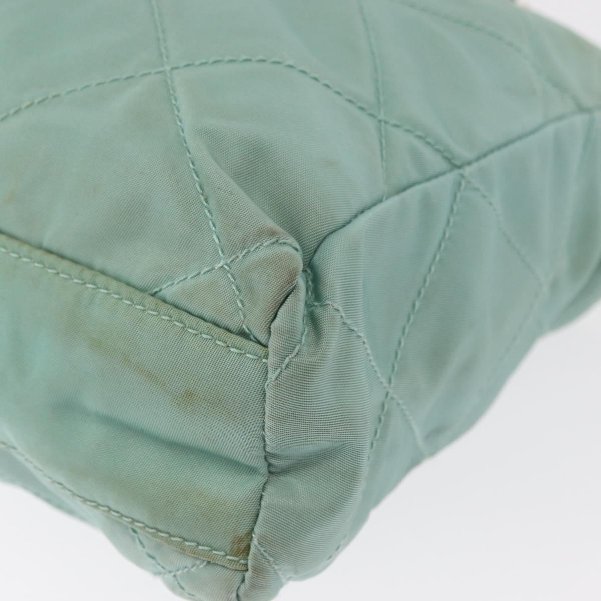 PRADA Chain Shoulder Bag Nylon Gold Light green Auth 155417