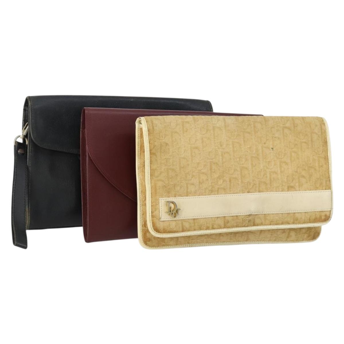CARTIER Burberry Cartier Trotter Canvas Bag Leather 3 Set Black Auth 155423