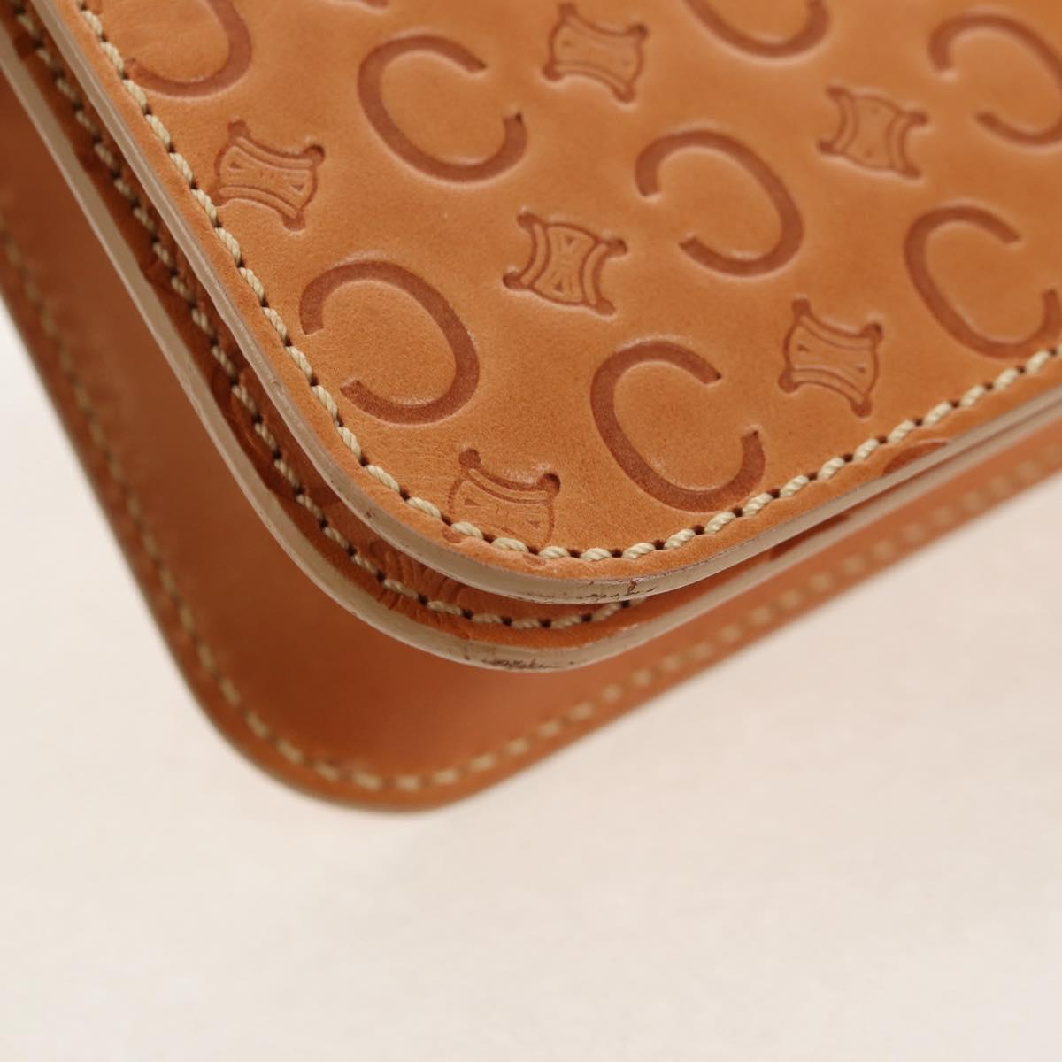 CELINE C Macadam Canvas Accessory Pouch Beige Gold Auth 155457V