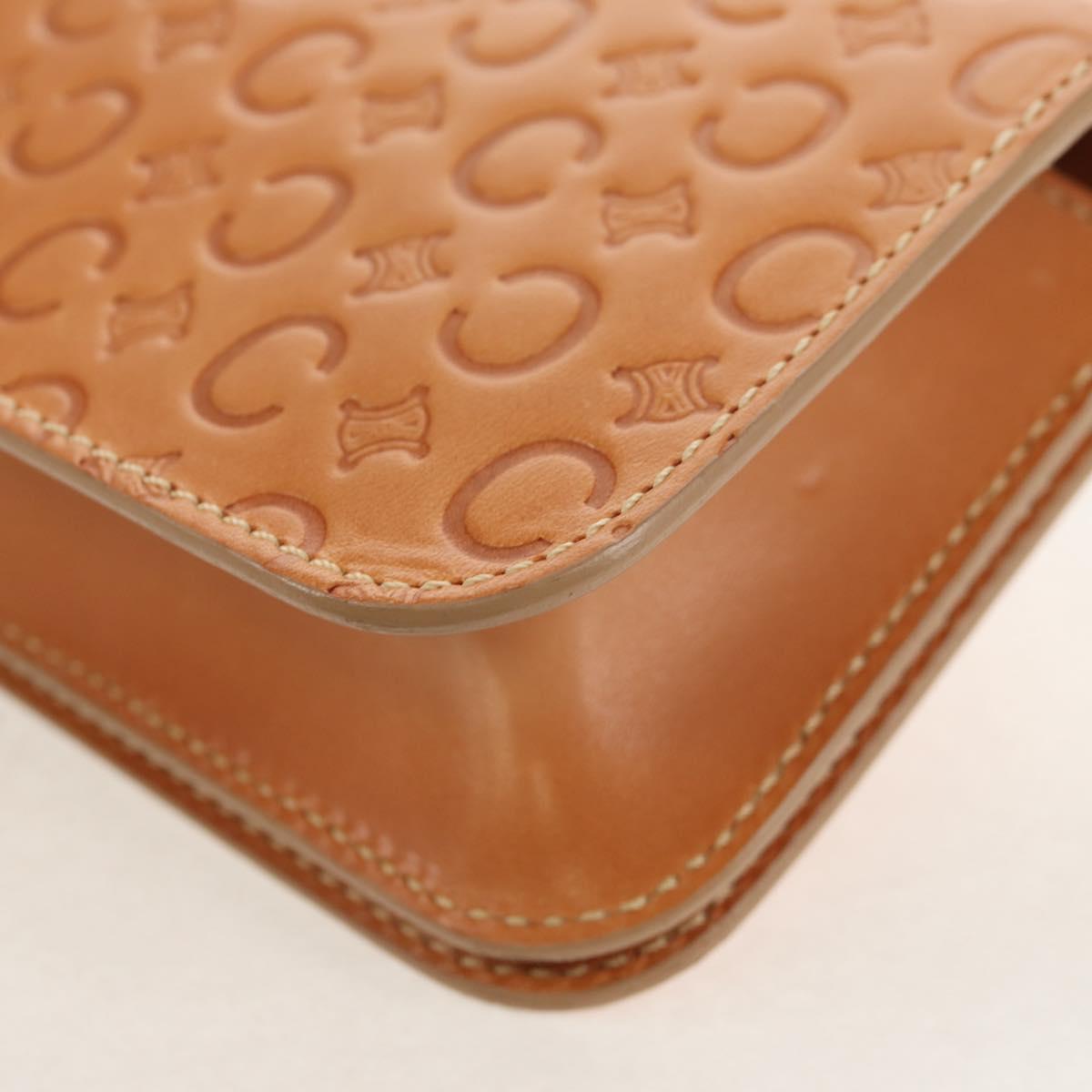 CELINE C Macadam Canvas Accessory Pouch Beige Gold Auth 155457V
