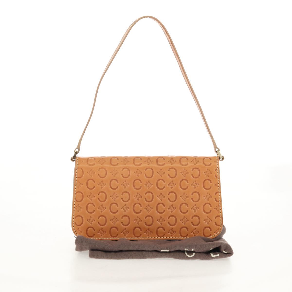 CELINE C Macadam Canvas Accessory Pouch Beige Gold Auth 155457V