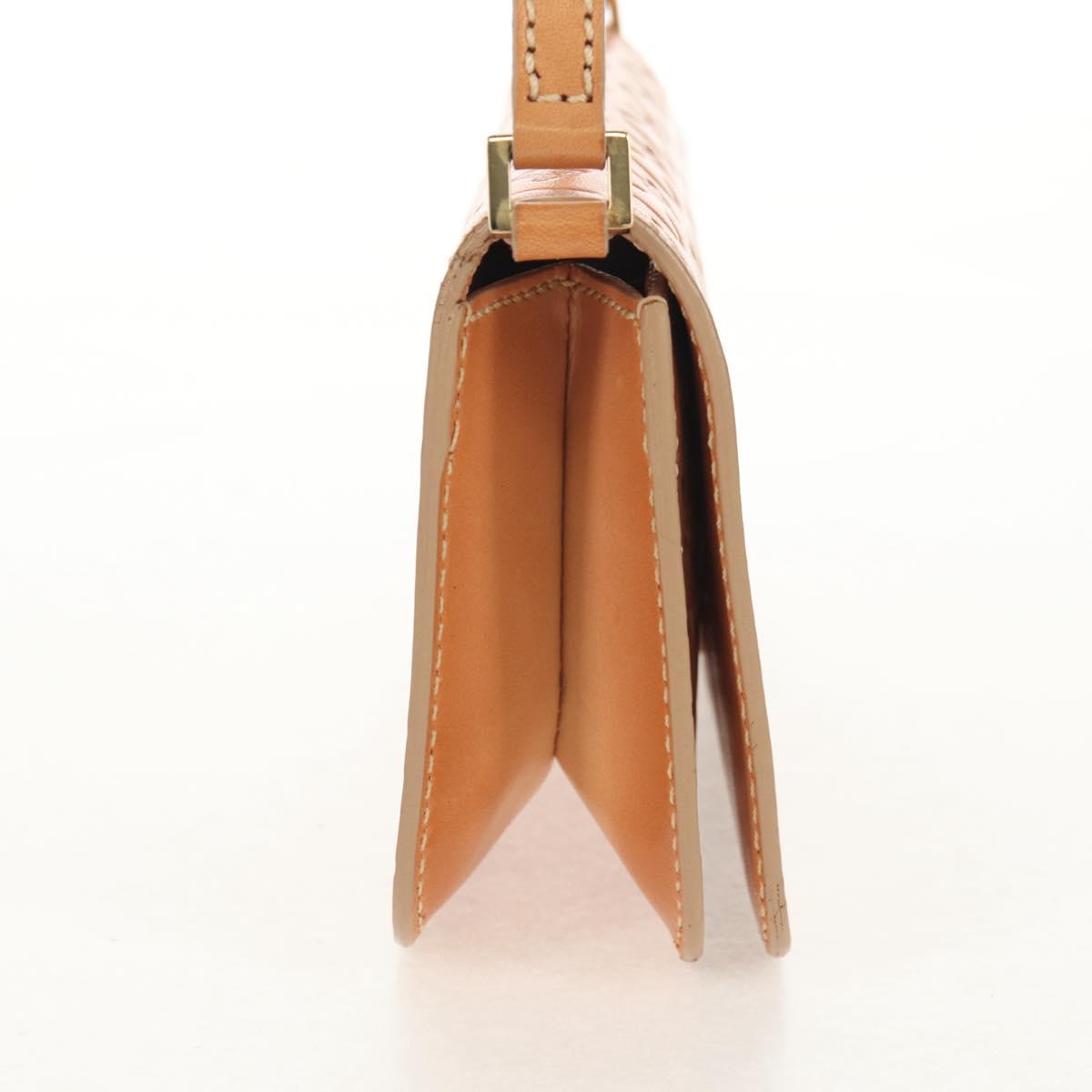 CELINE C Macadam Canvas Accessory Pouch Beige Gold Auth 155457V