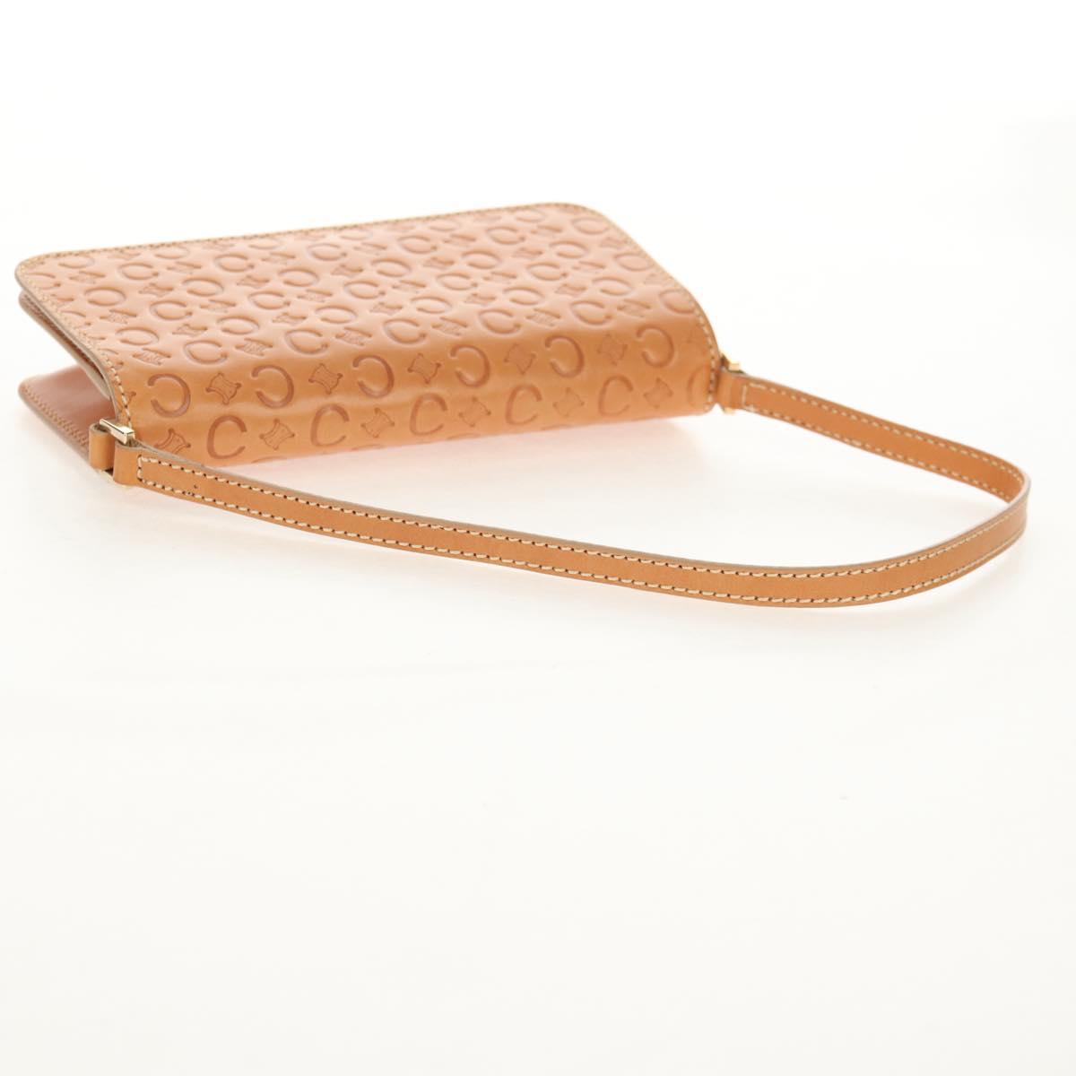 CELINE C Macadam Canvas Accessory Pouch Beige Gold Auth 155457V
