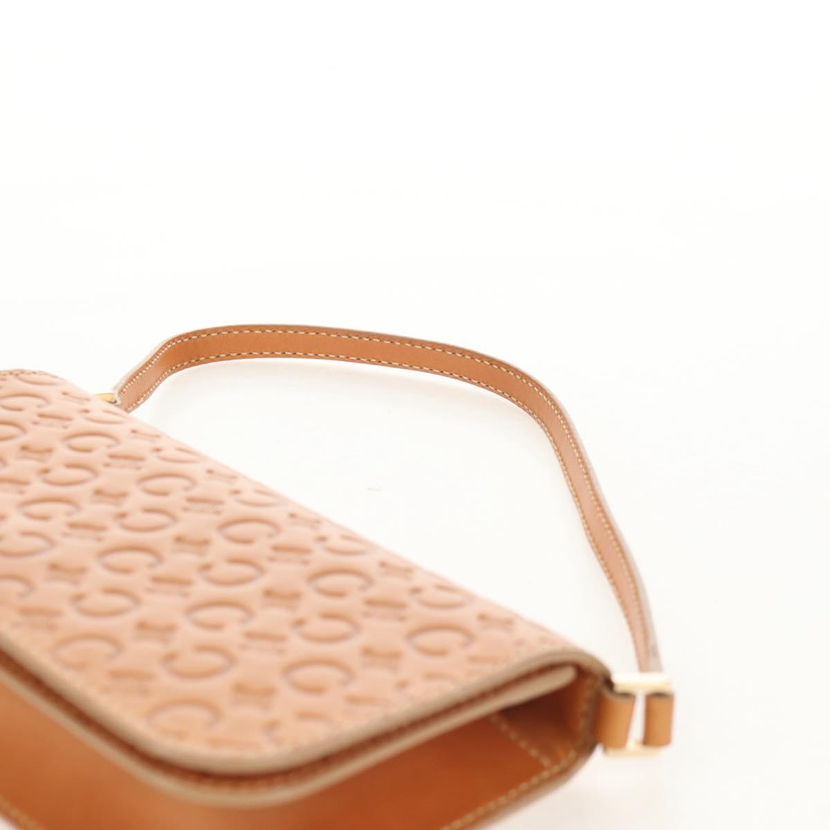 CELINE C Macadam Canvas Accessory Pouch Beige Gold Auth 155457V