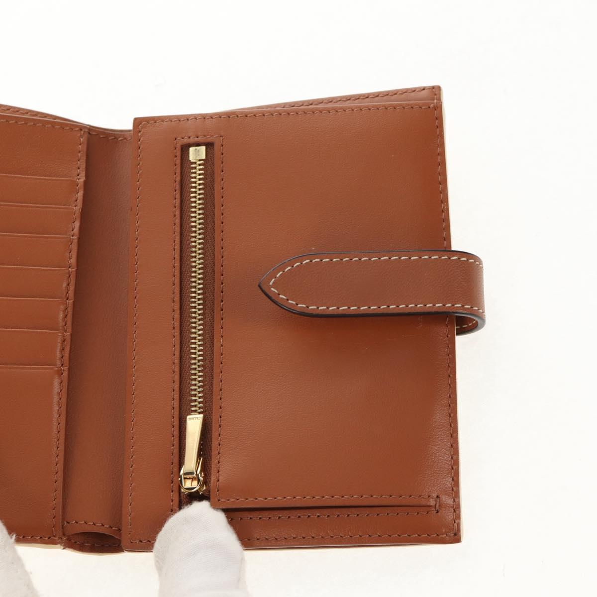 CELINE Triomphe Compact Wallet PVC White Gold Auth 155467M