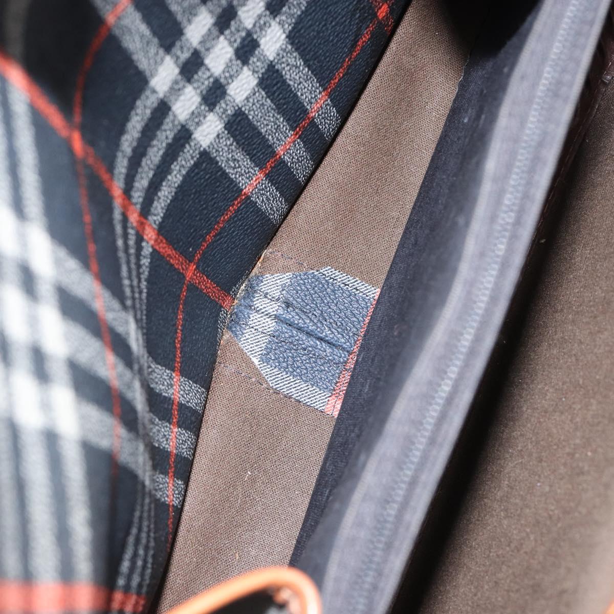 Burberrys Nova Check Shoulder Bag PVC Navy Gold Auth 155468