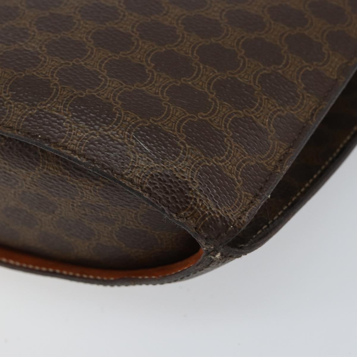 CELINE Macadam Canvas Shoulder Bag PVC Leather Brown Gold Auth 155469