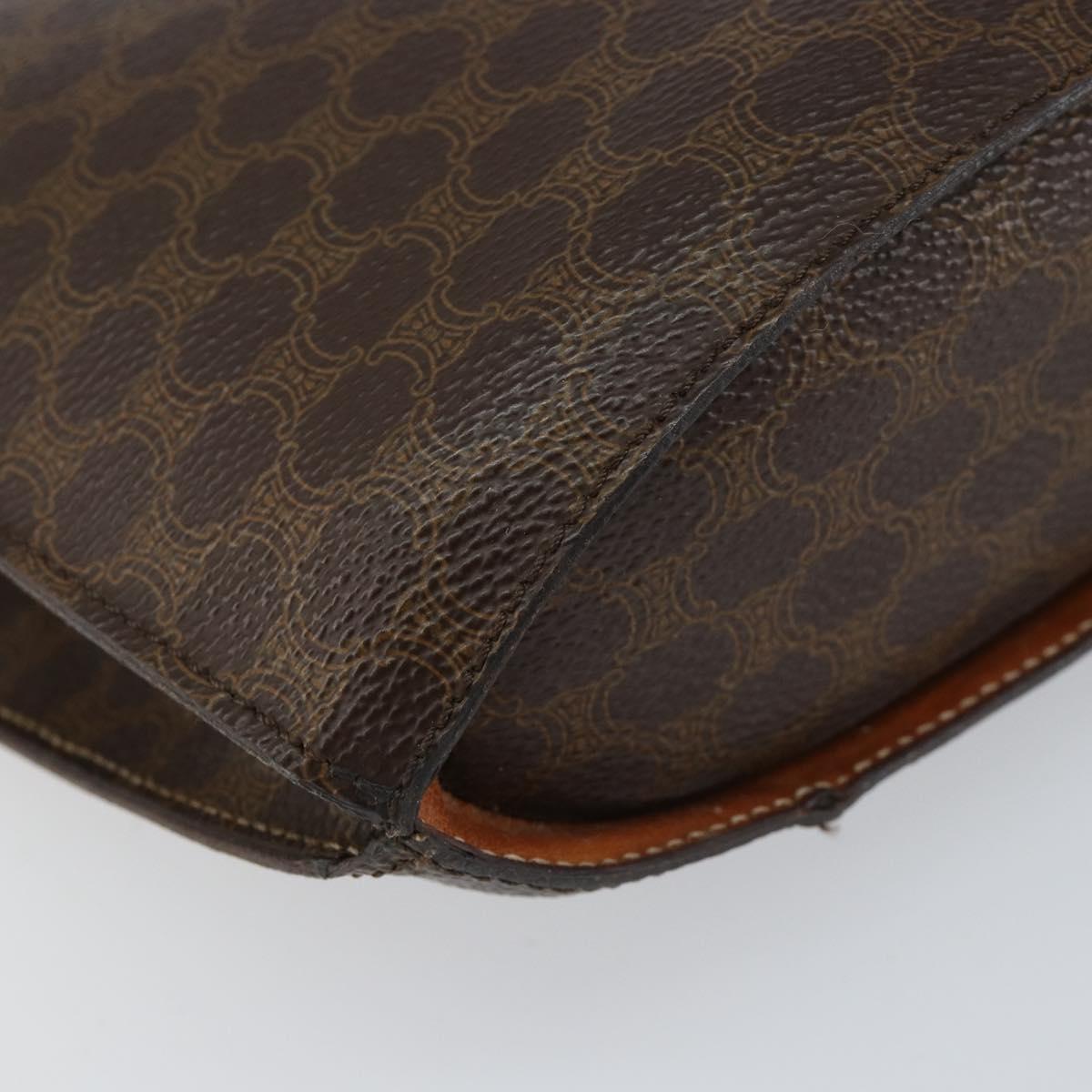 CELINE Macadam Canvas Shoulder Bag PVC Leather Brown Gold Auth 155469